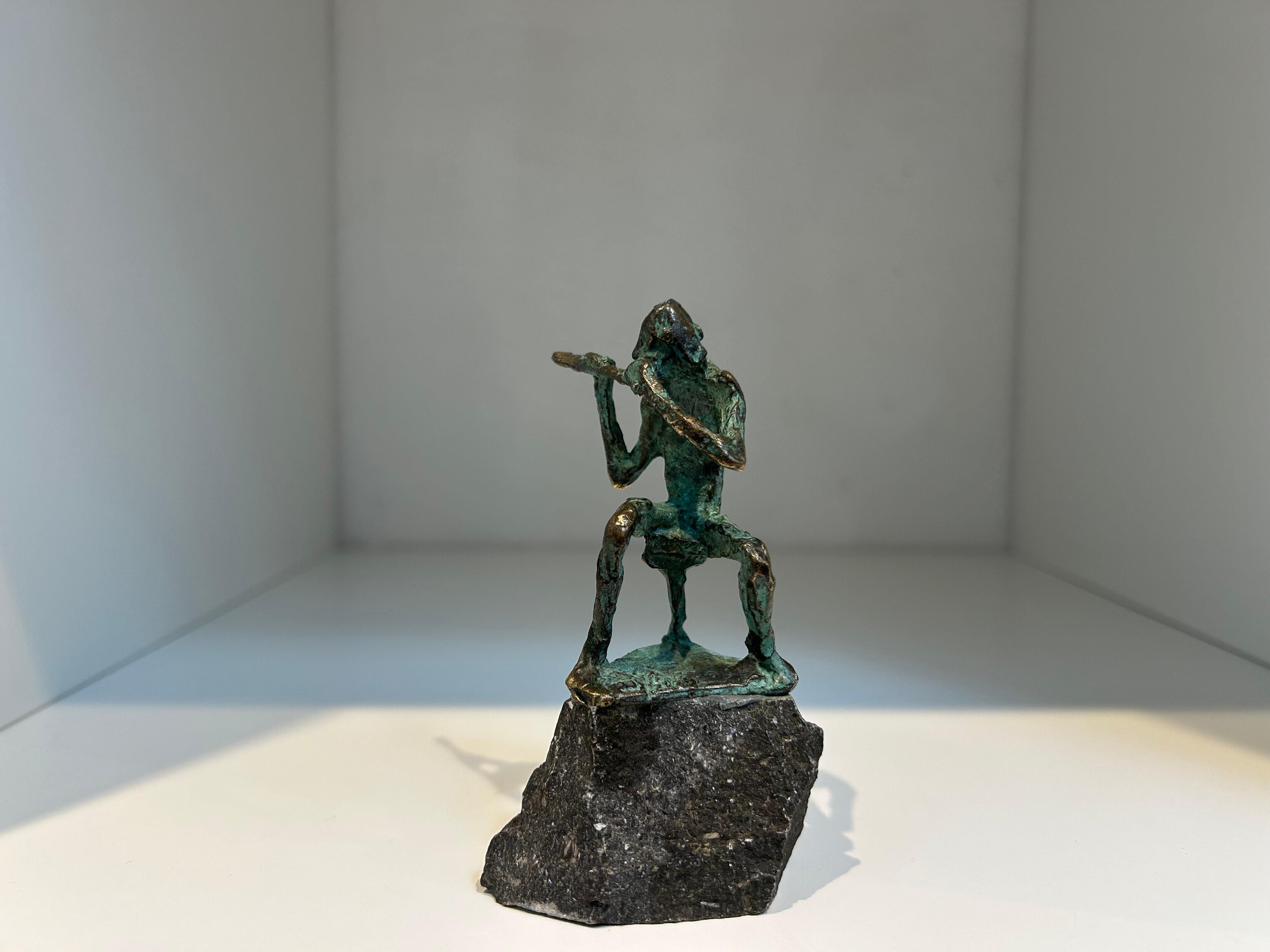 Fluitspeler Flautista Músico Escultura Contemporánea Figurativa Bronce en venta 1