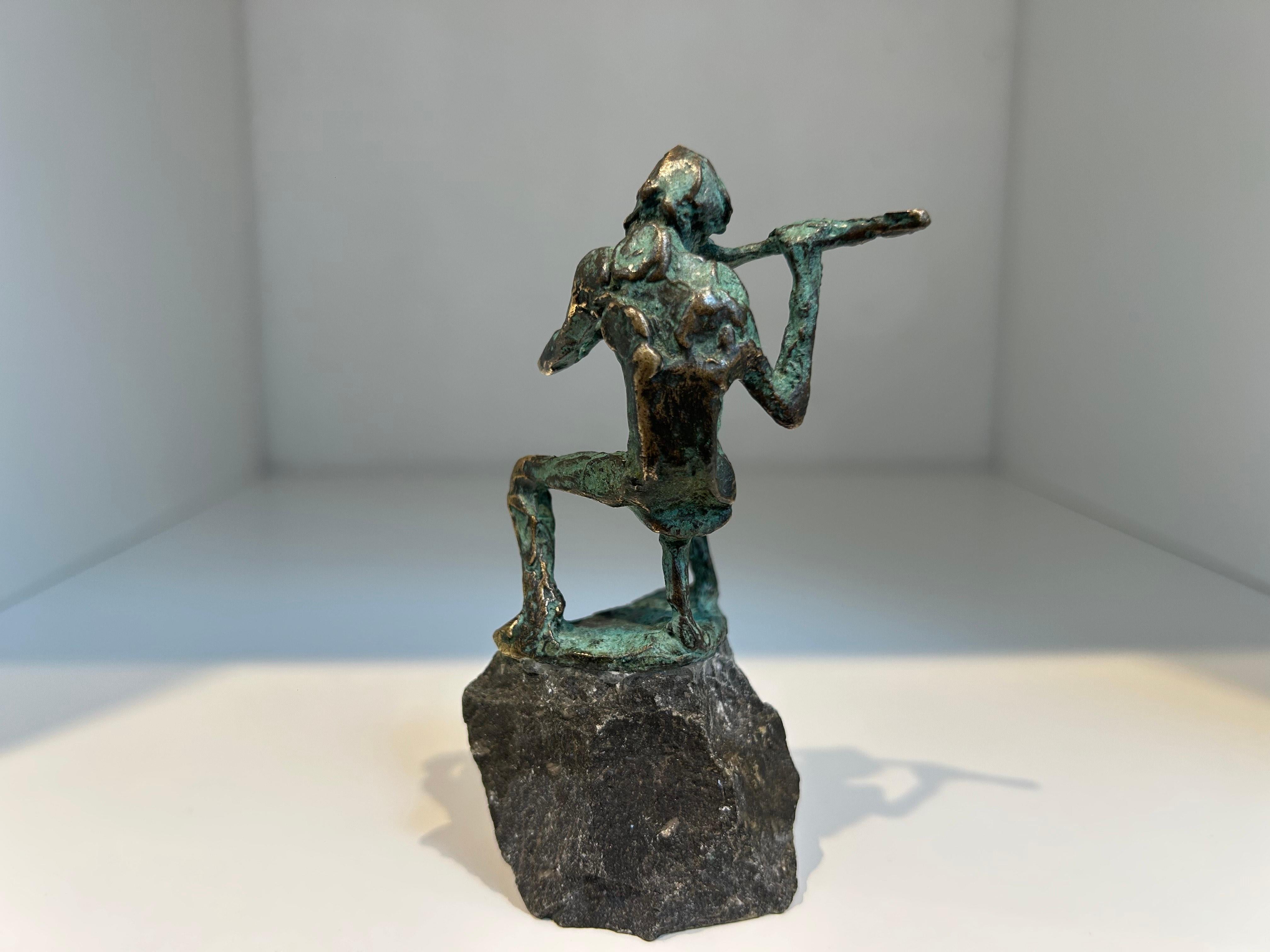 Fluitspeler Flautista Músico Escultura Contemporánea Figurativa Bronce en venta 2