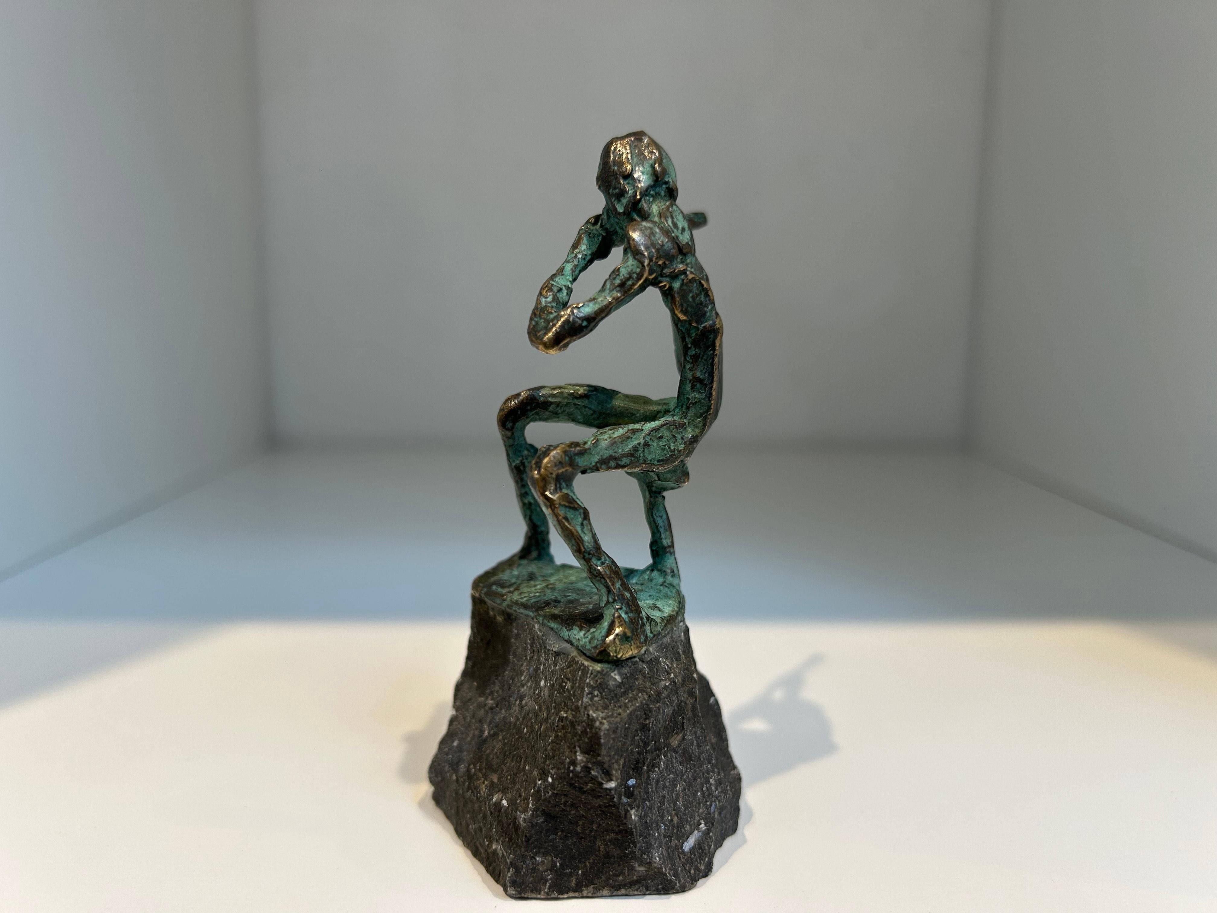Fluitspeler Flautista Músico Escultura Contemporánea Figurativa Bronce en venta 3