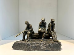 Herinnering 1 Memory 1 Men Sitting on Bench Park Sculpture Figurative In Stock