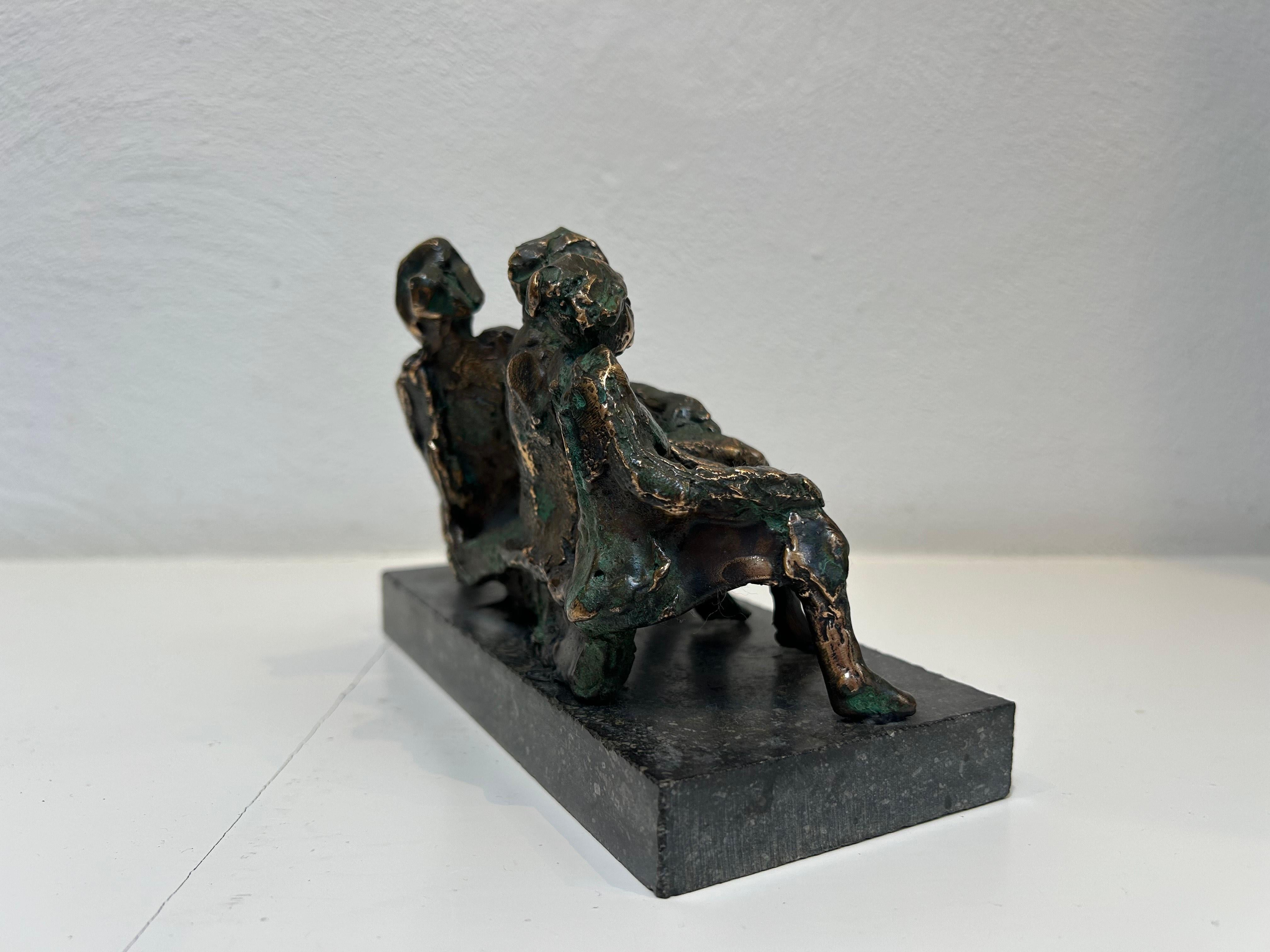 Herinnering 2 Memory 2 Bronze People on Bench Figurative Sculpture Contemporary For Sale 4