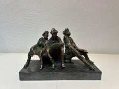 Herinnering 2 Memory 2 Bronze People on Bench Figurative Sculpture Contemporary