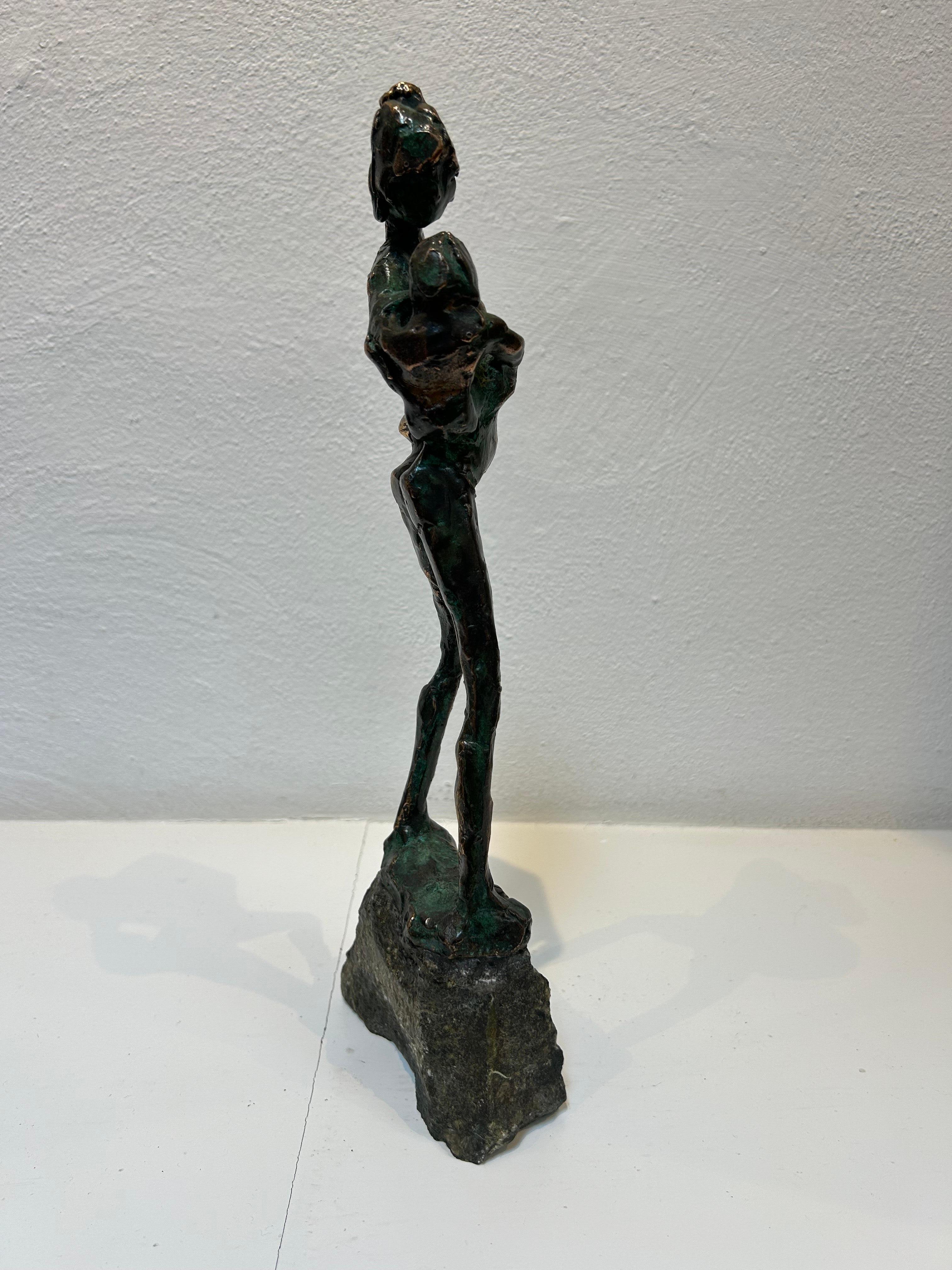 Heup-moeder Hip-Mother with Child nudo Figurativo Donna Scultura Contemporanea - Nude Sculpture Oro di Jits Bakker