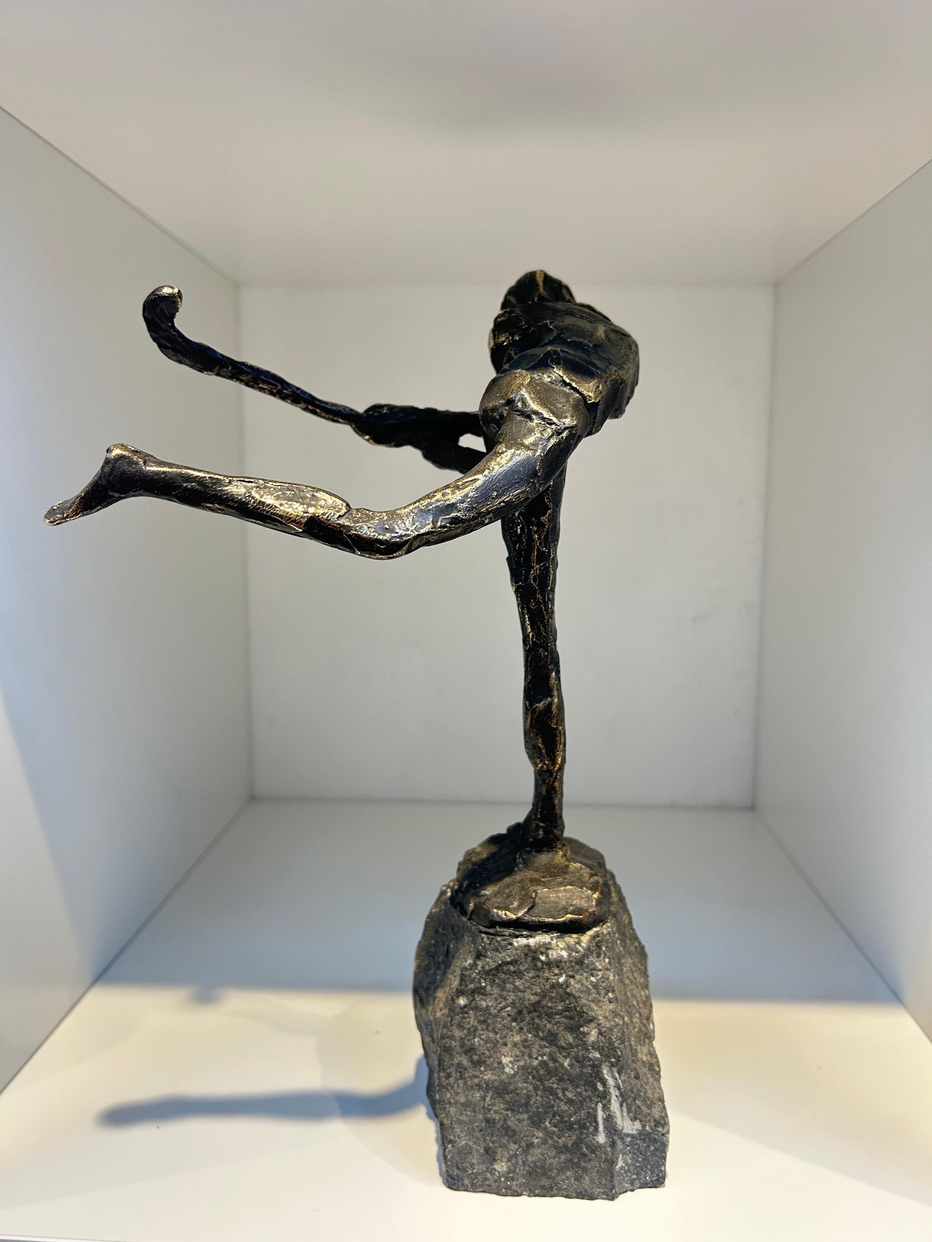 Hockey Playing Sports Bronze Sculpture Male Figure Movement Outdoors In Stock For Sale 1