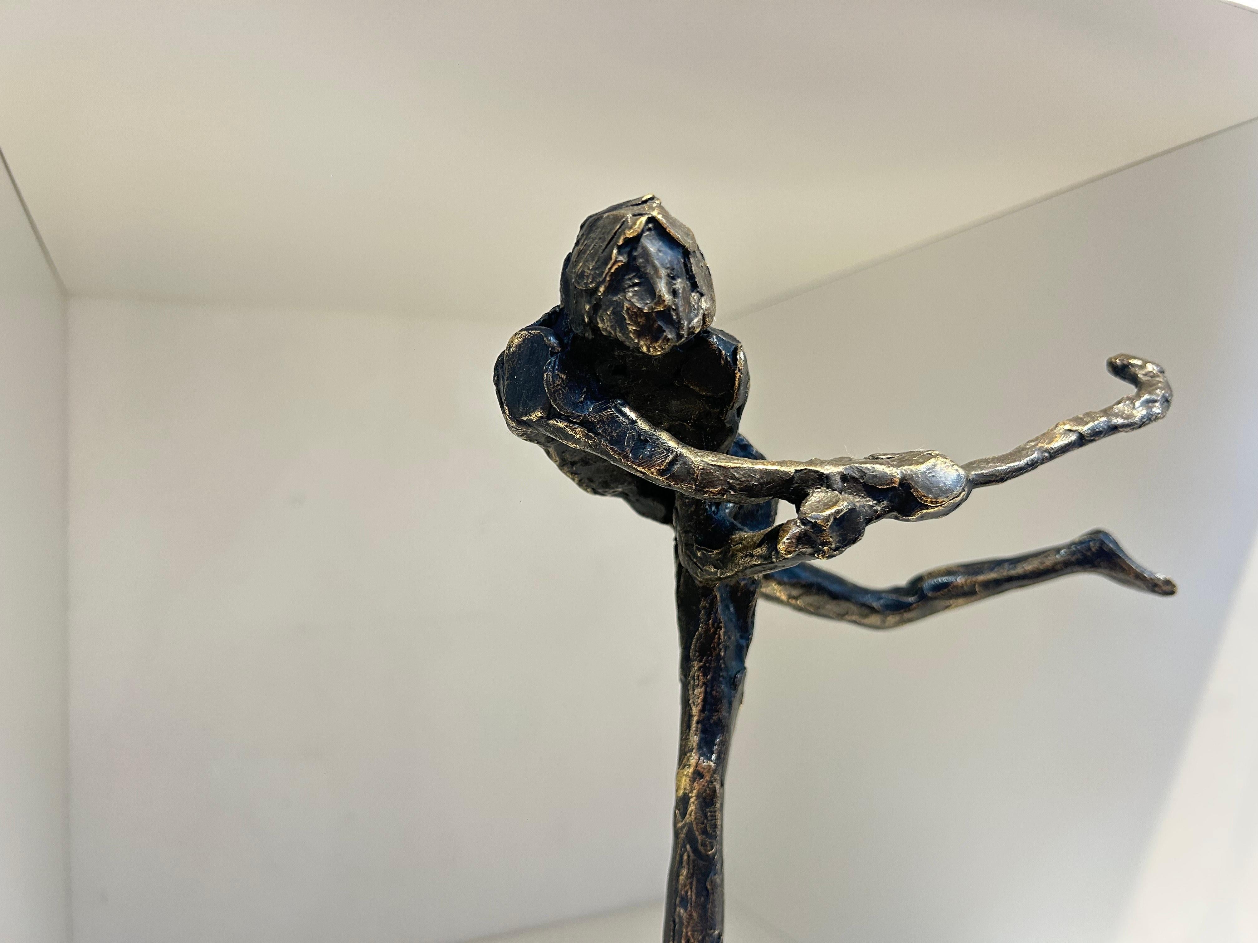 Hockey Playing Sports Bronze Sculpture Male Figure Movement Outdoors In Stock For Sale 2