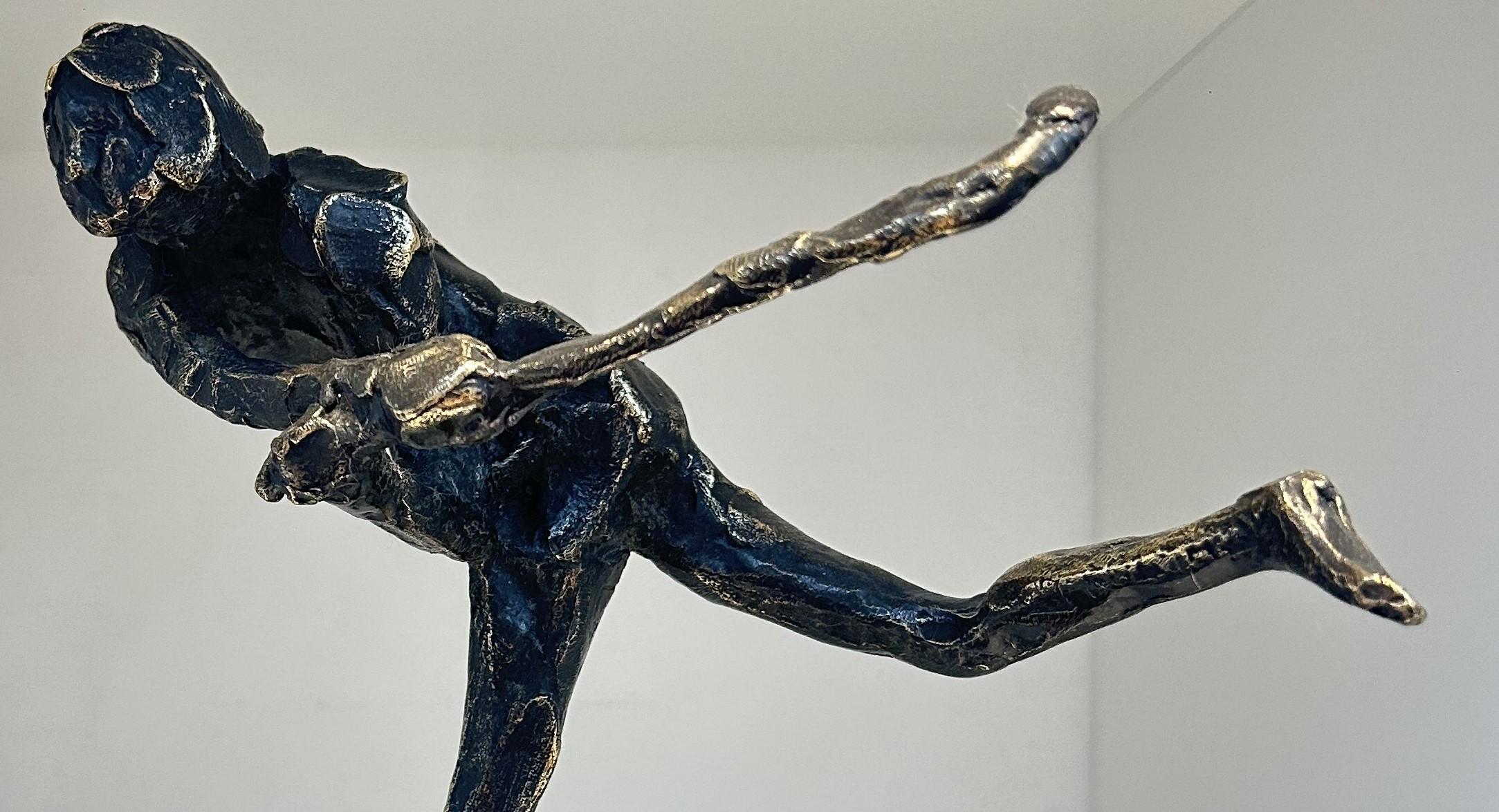 Hockey Playing Sports Bronze Sculpture Male Figure Movement Outdoors In Stock For Sale 5