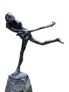 Hockey Playing Sports Bronze Sculpture Male Figure Movement Outdoors In Stock