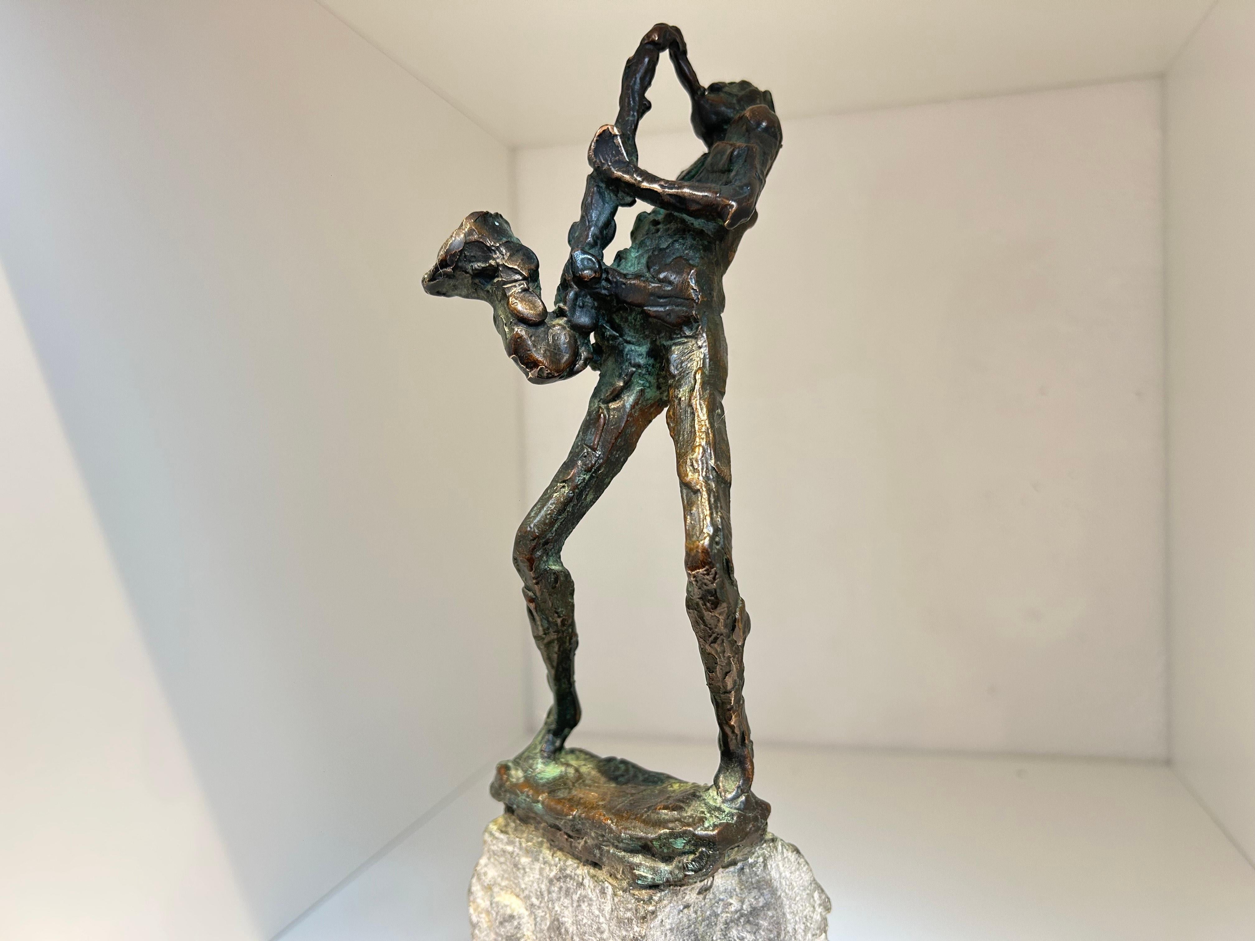 Sax Solo Saxofonista Músico Escultura Contemporánea Figurativa Bronce En Stock - Sculpture Contemporáneo de Jits Bakker