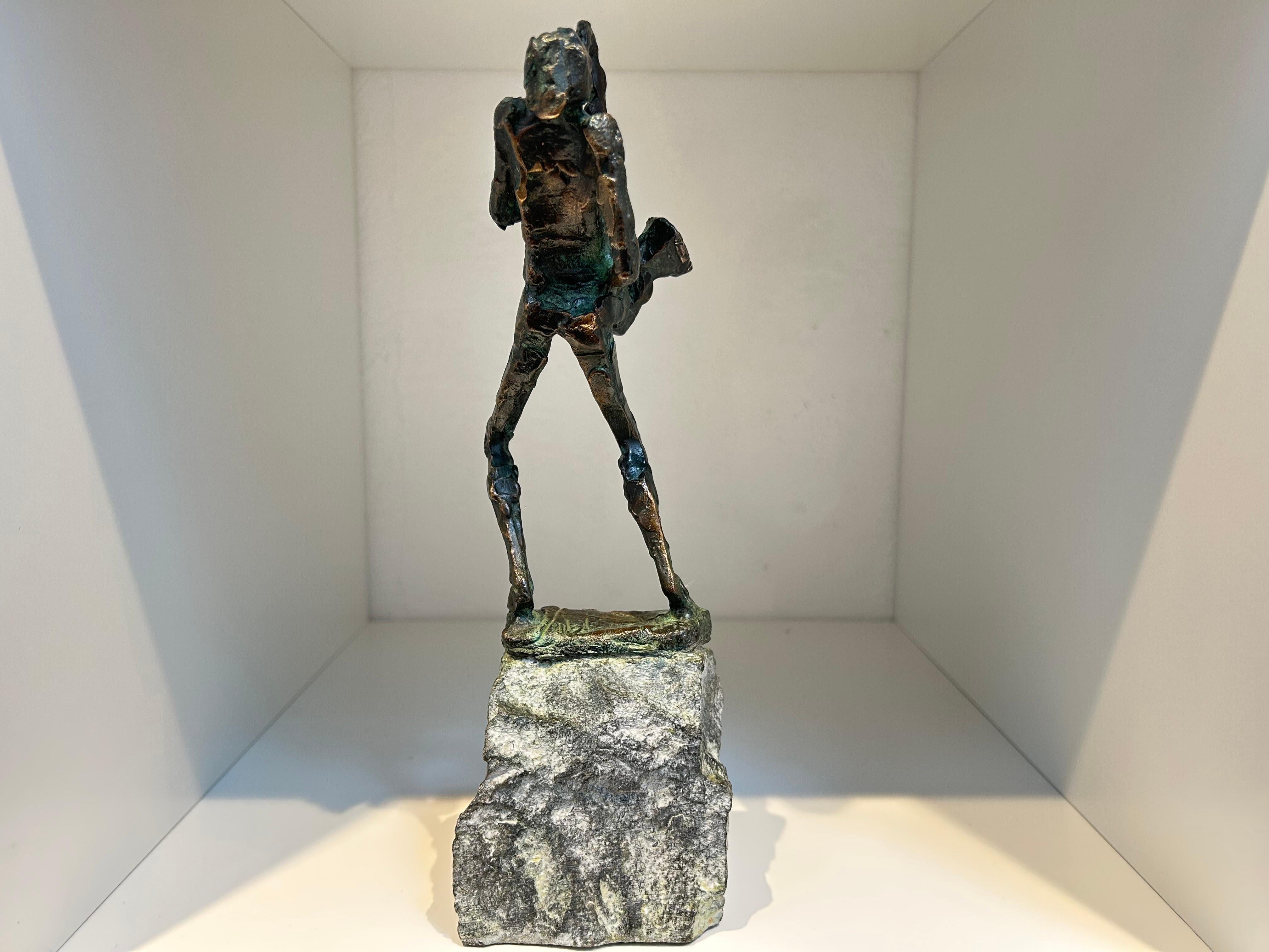Sax Solo Saxofonista Músico Escultura Contemporánea Figurativa Bronce En Stock en venta 3