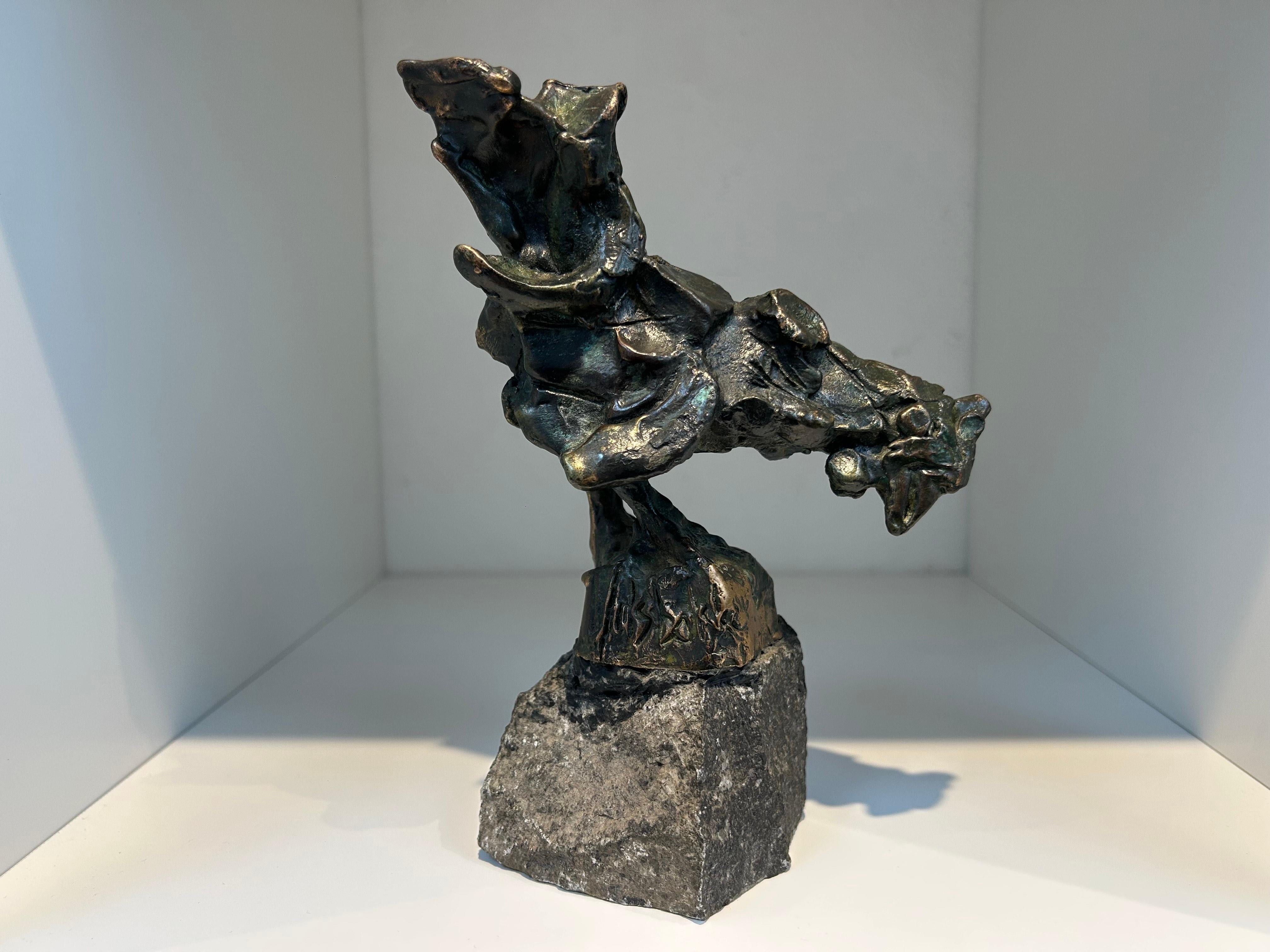 Jits Bakker Abstract Sculpture - Scharrelkip Free Range Chicken Figurative Animal Sculpture Bronze Contemporary