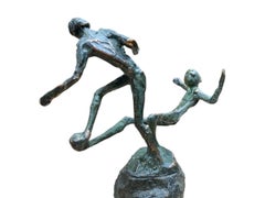 Slide Bronze Sculpture Soccer Sport Dutch Artist In Stock