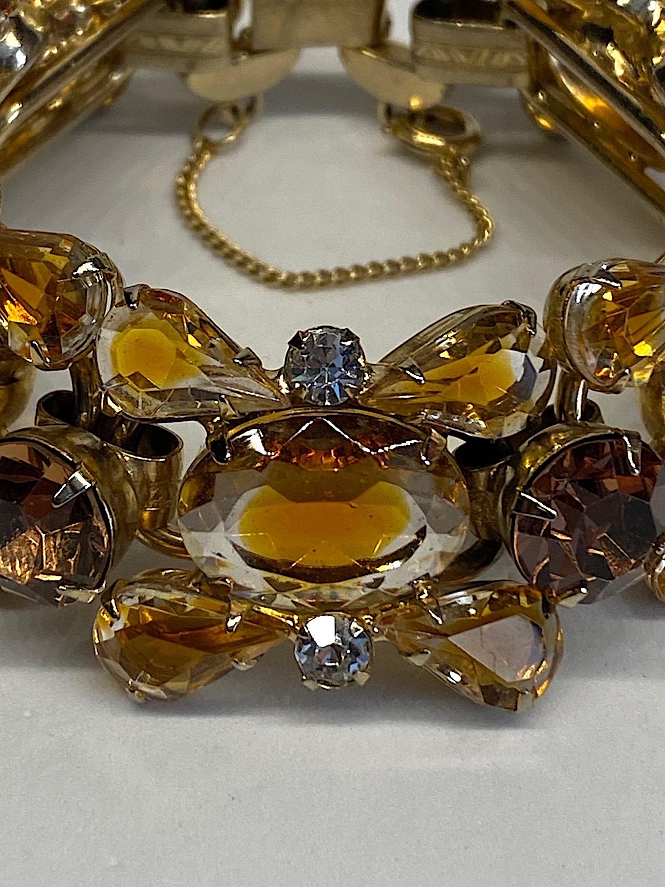 Jiuliana 1960s Amber Gold Stone Bracelet 5