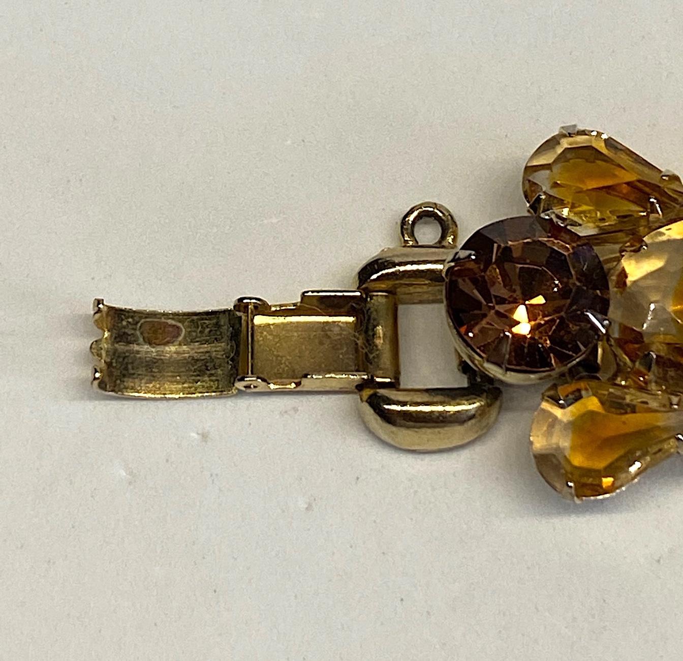 Jiuliana 1960s Amber Gold Stone Bracelet 6