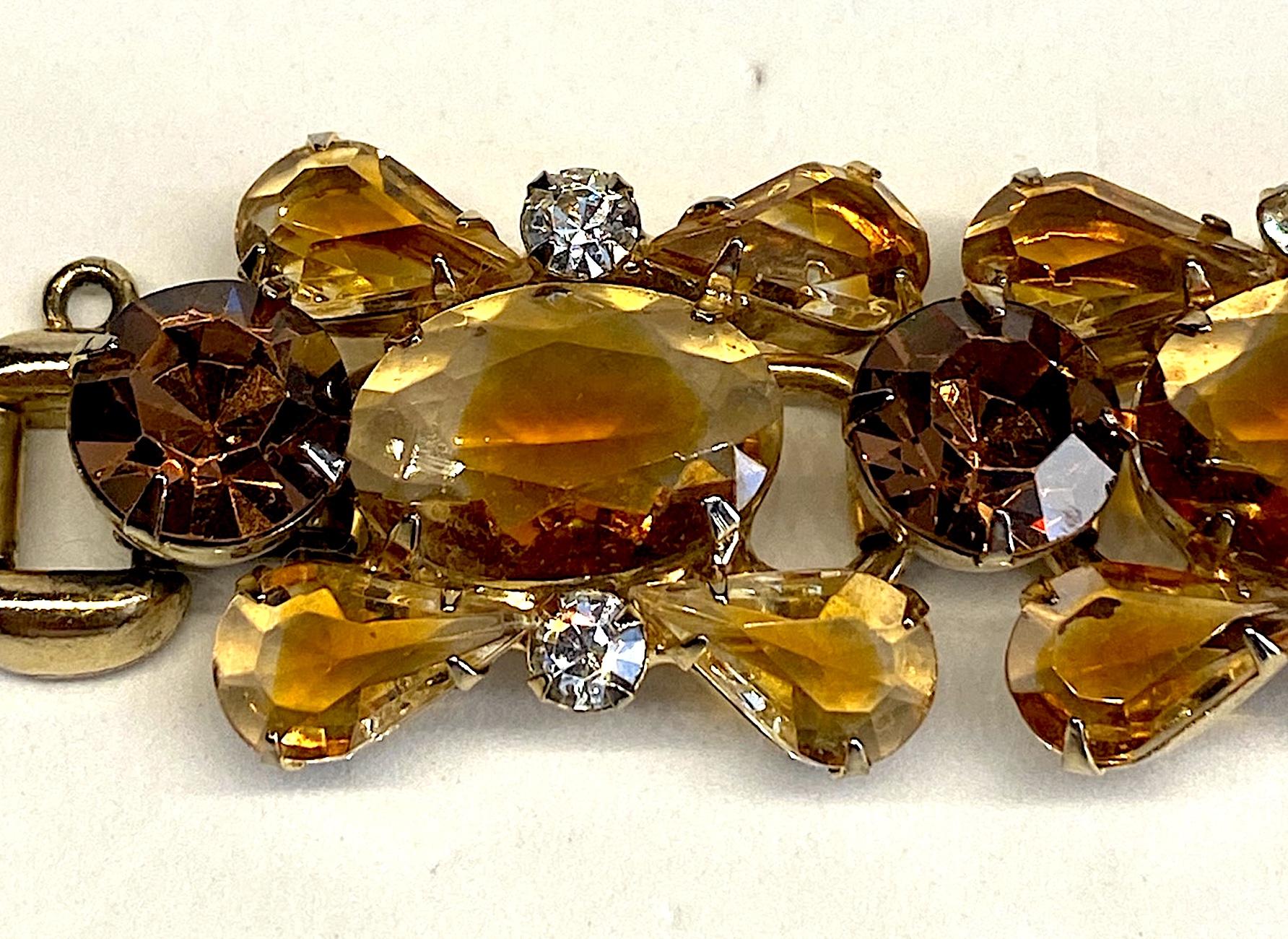 Jiuliana 1960s Amber Gold Stone Bracelet 7