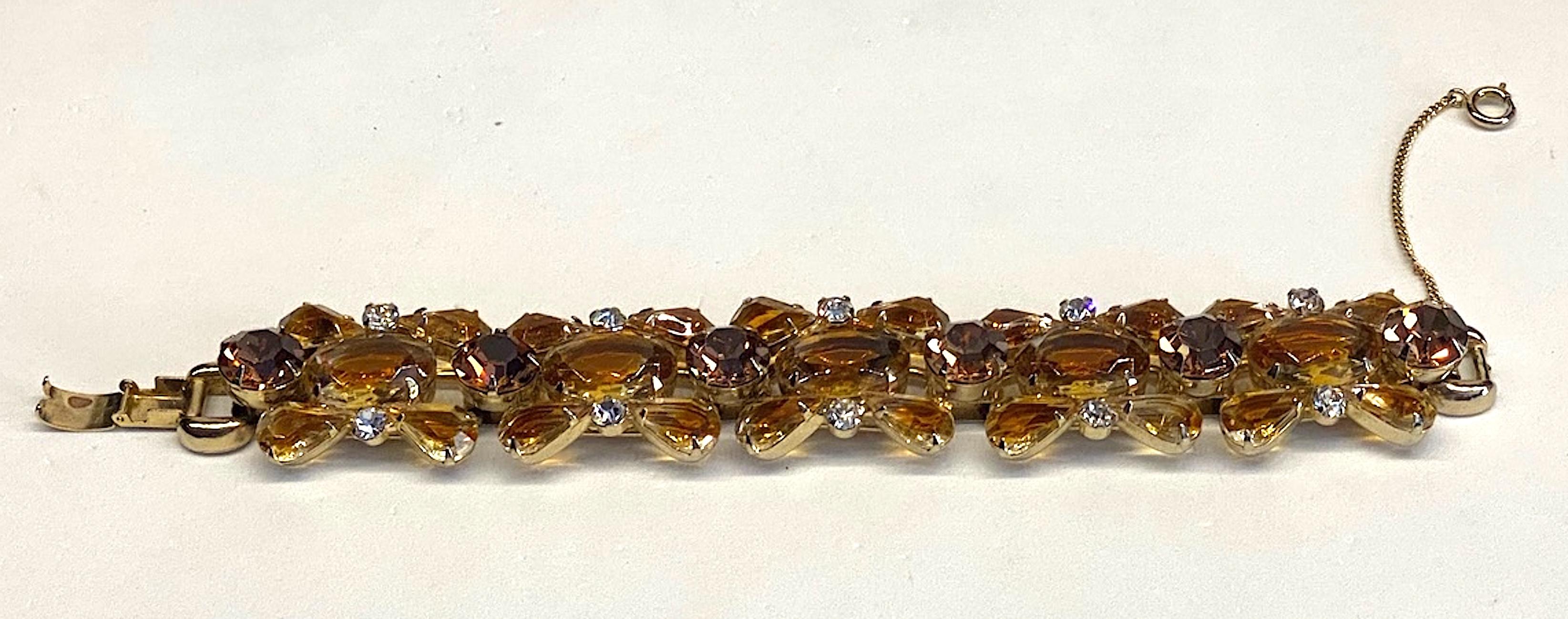 Jiuliana 1960s Amber Gold Stone Bracelet 8