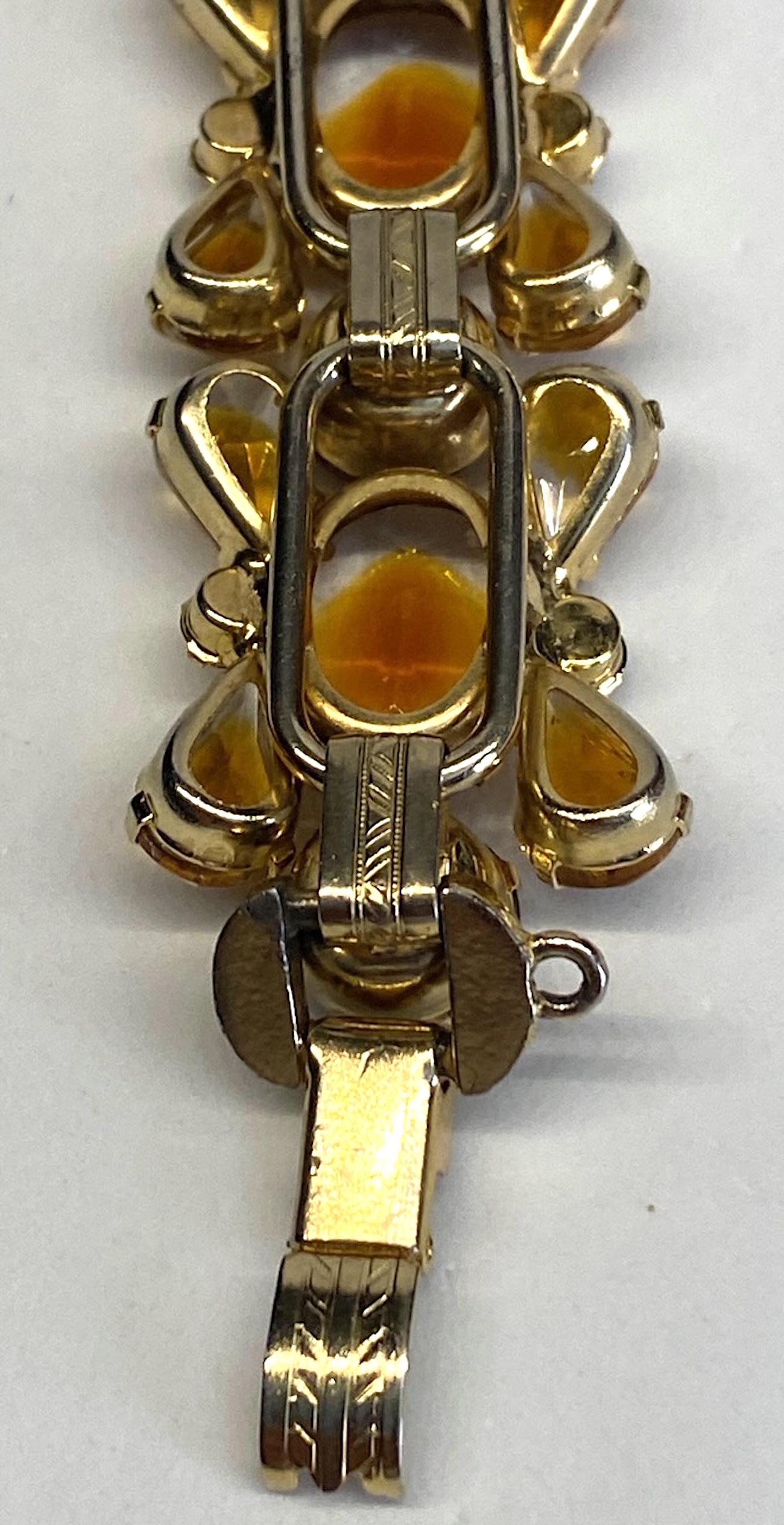 Jiuliana 1960s Amber Gold Stone Bracelet 10