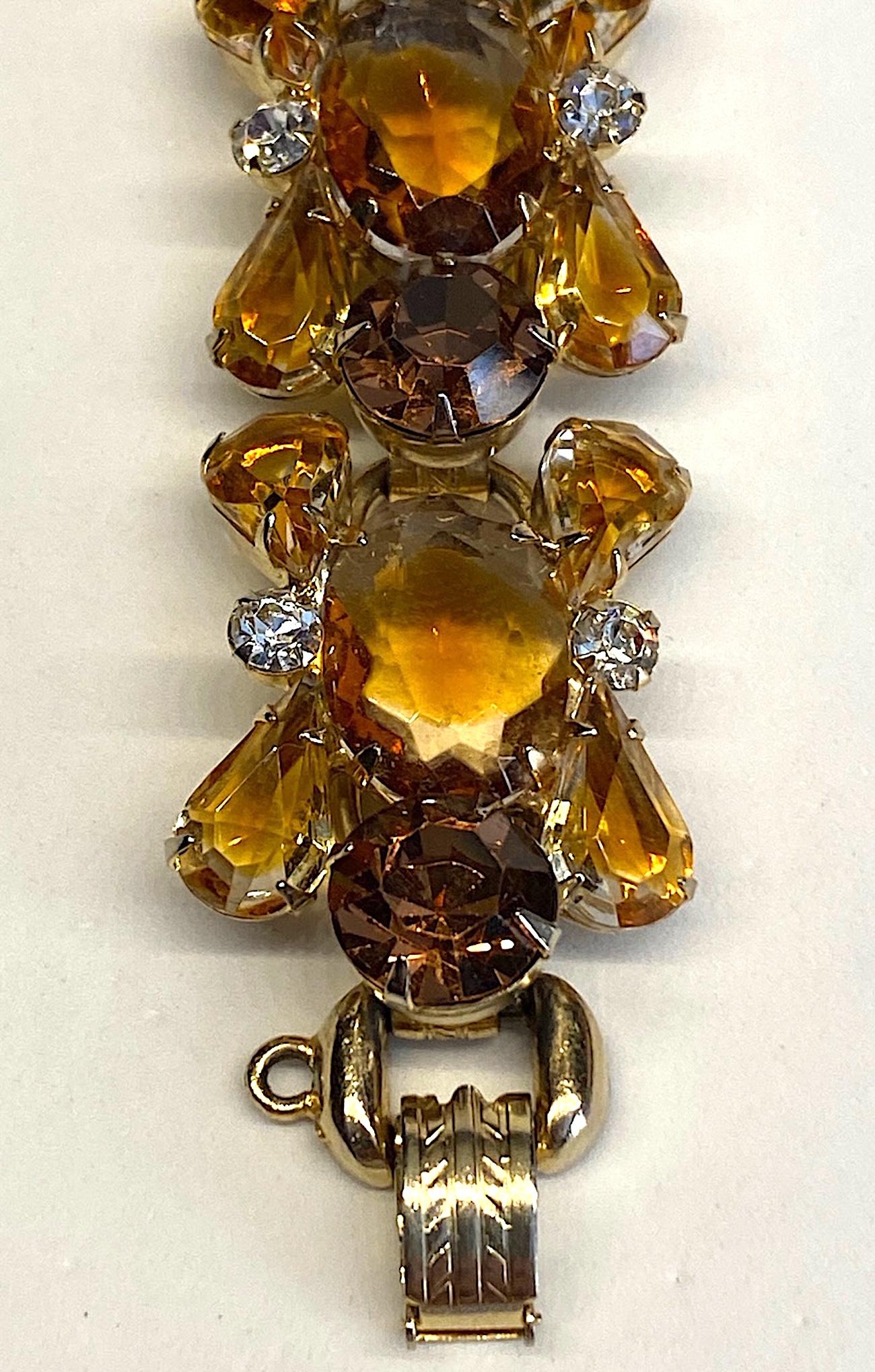 Jiuliana 1960s Amber Gold Stone Bracelet 11