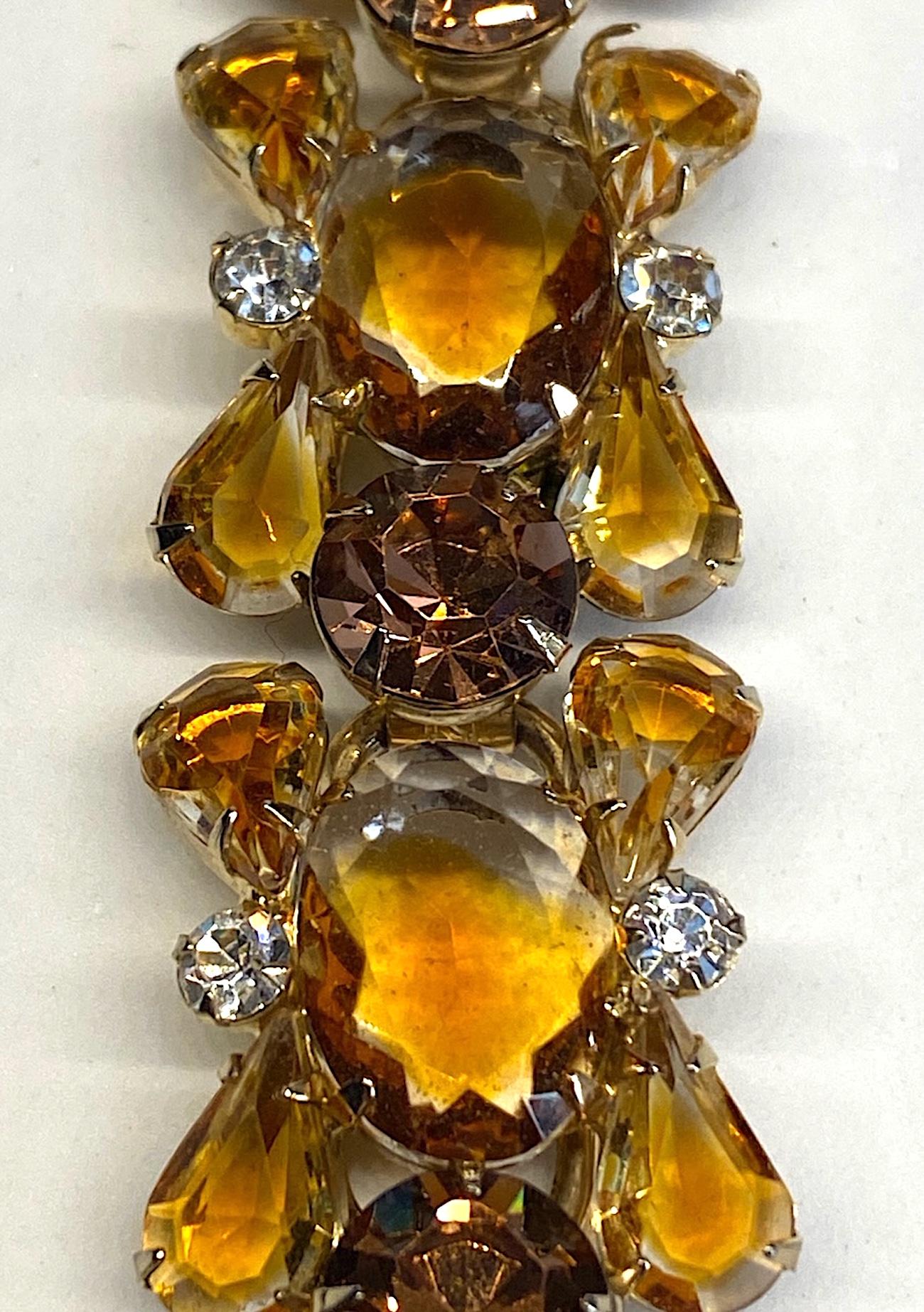 Jiuliana 1960s Amber Gold Stone Bracelet 12