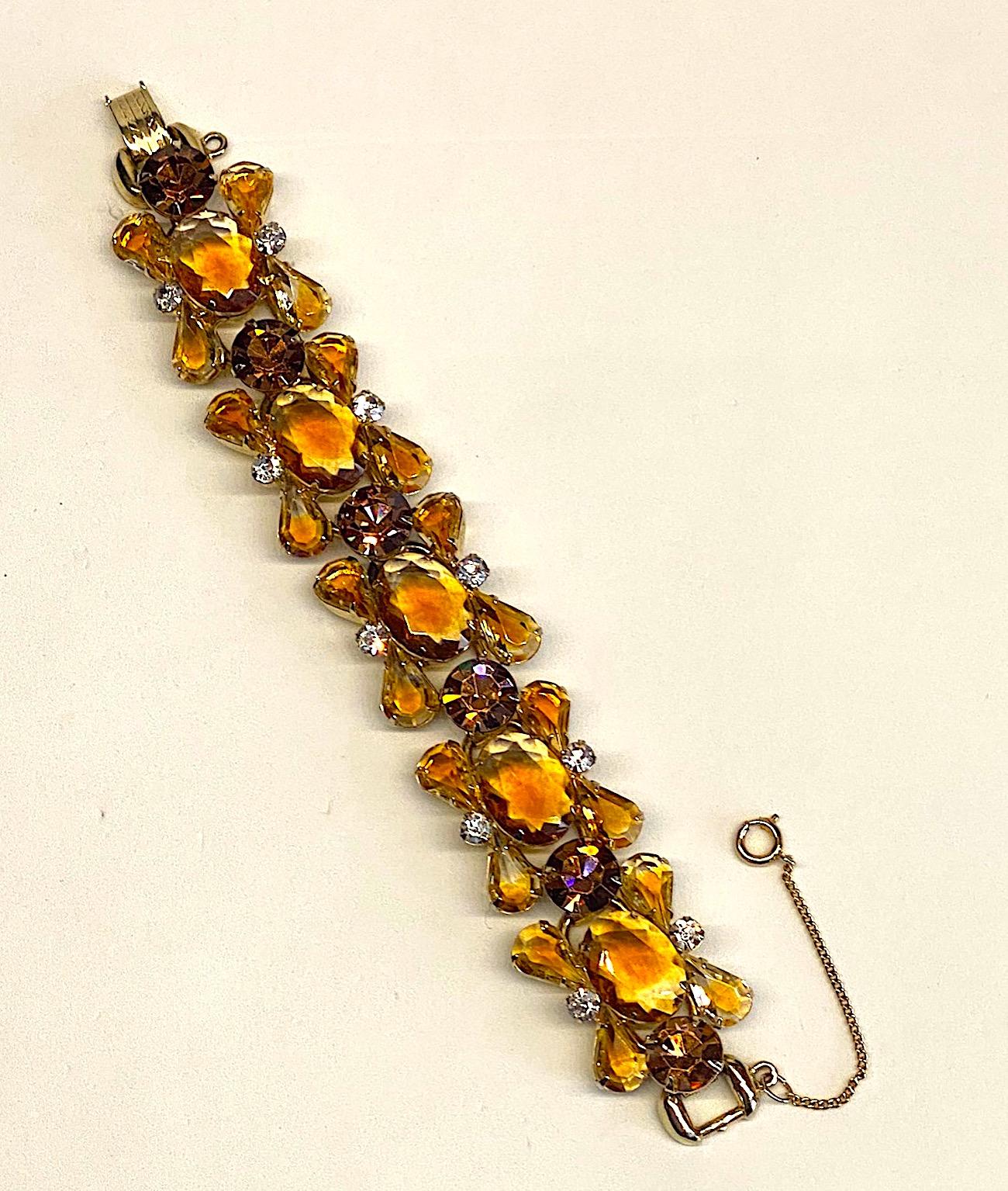 Jiuliana 1960s Amber Gold Stone Bracelet In Good Condition In New York, NY