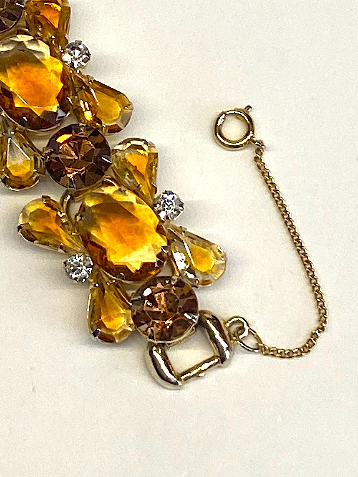 Women's Jiuliana 1960s Amber Gold Stone Bracelet