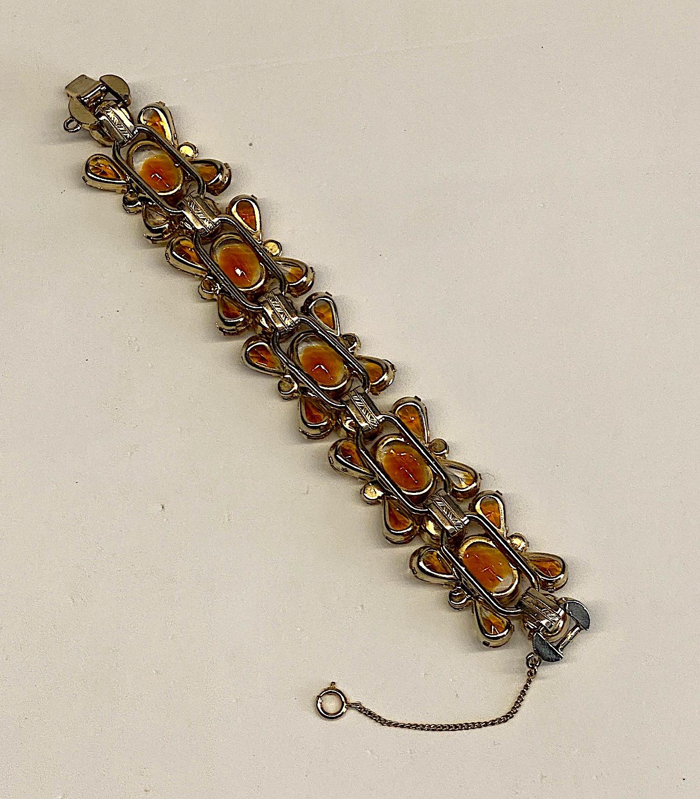 Jiuliana 1960s Amber Gold Stone Bracelet 3