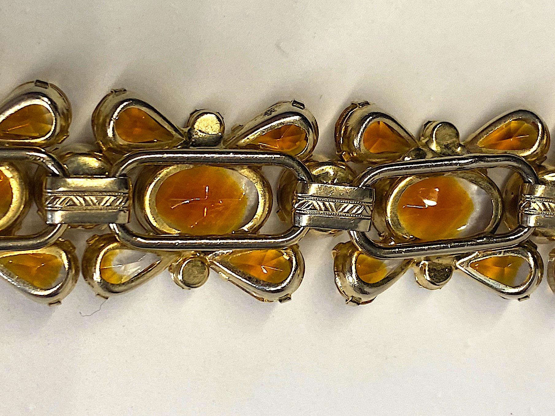 Jiuliana 1960s Amber Gold Stone Bracelet 4