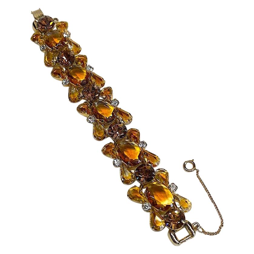 Jiuliana 1960s Amber Gold Stone Bracelet