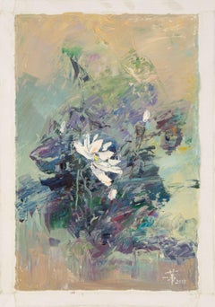 Jiwei Chen Huile florale originale sur toile "Flower II"