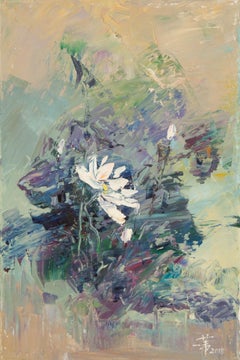 Jiwei Chen Floral Original Oil On Canvas "Flower II"