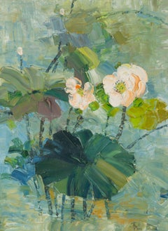 Jiwei Chen Floral Original Öl auf Leinwand "Seerose"