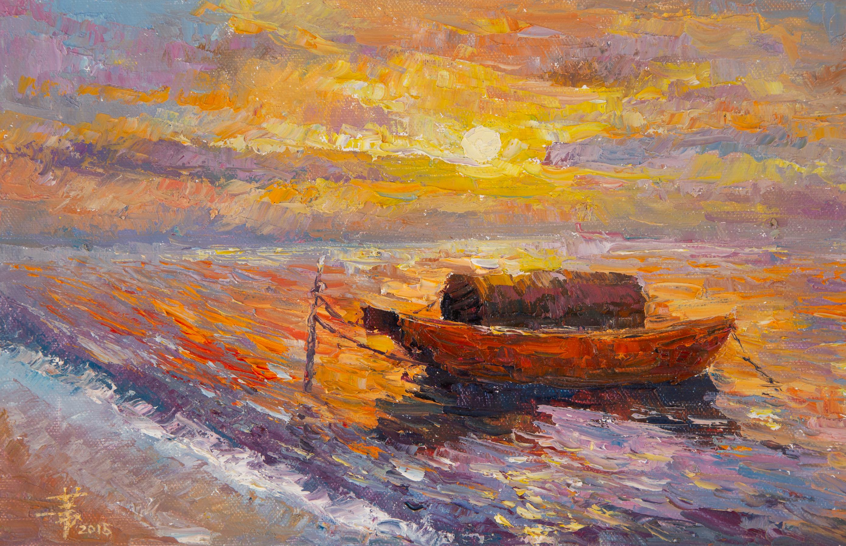 Title: Fishing Boat
Medium: Oil on canvas
Size: 7.5 x 11.5 inches
Frame: Framing options available!
Condition: The painting appears to be in excellent condition.
Note: This painting is unstretched
Year: 2015
Artist: JiWei Chen
Signature: