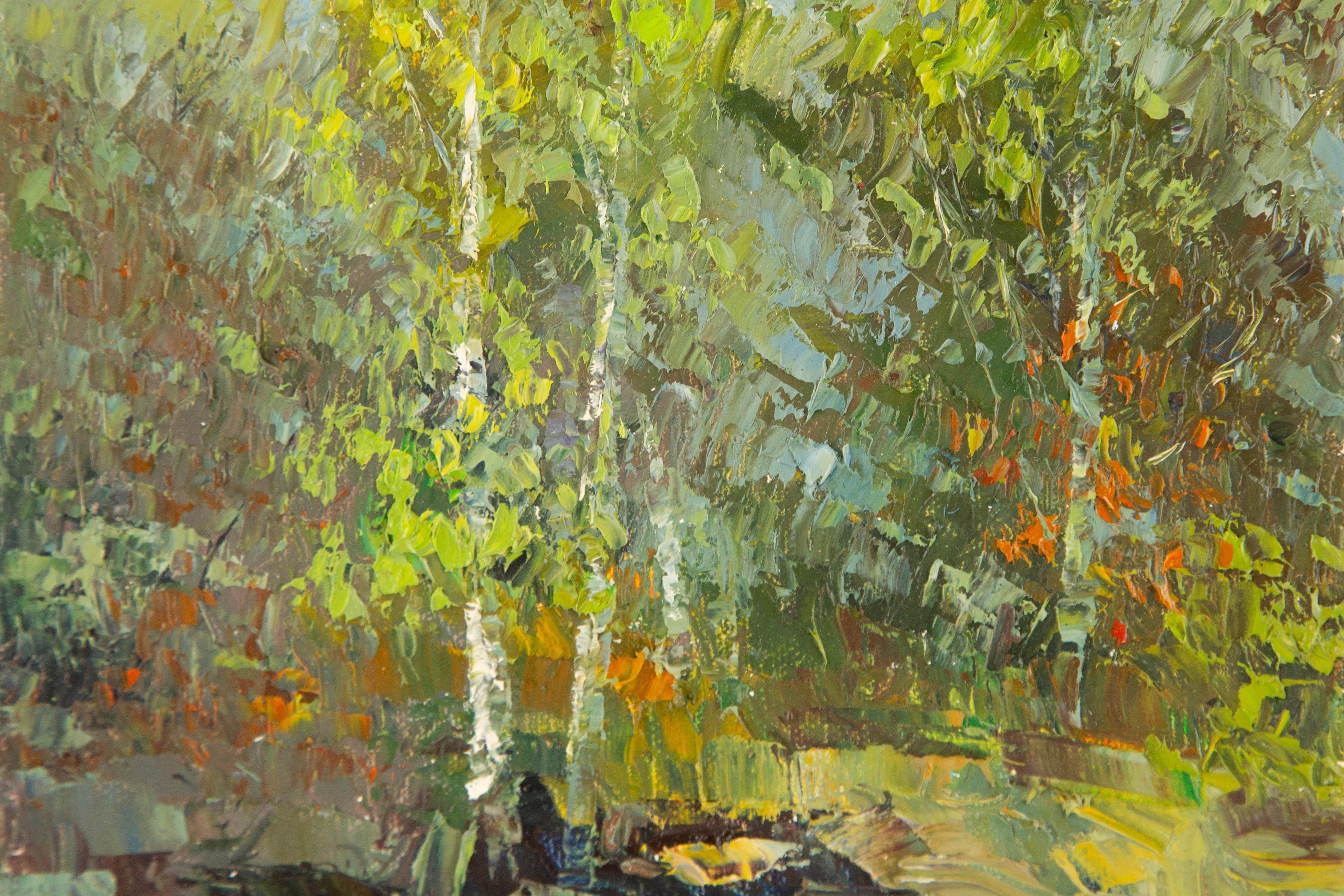  Title: Autumn
 Medium: Oil on canvas
 Size: 11.5 x 7.5 inches
 Frame: Framing options available!
 Condition: The painting appears to be in excellent condition.
 Note: This painting is unstretched, shipped rolled unless stretching/framing is