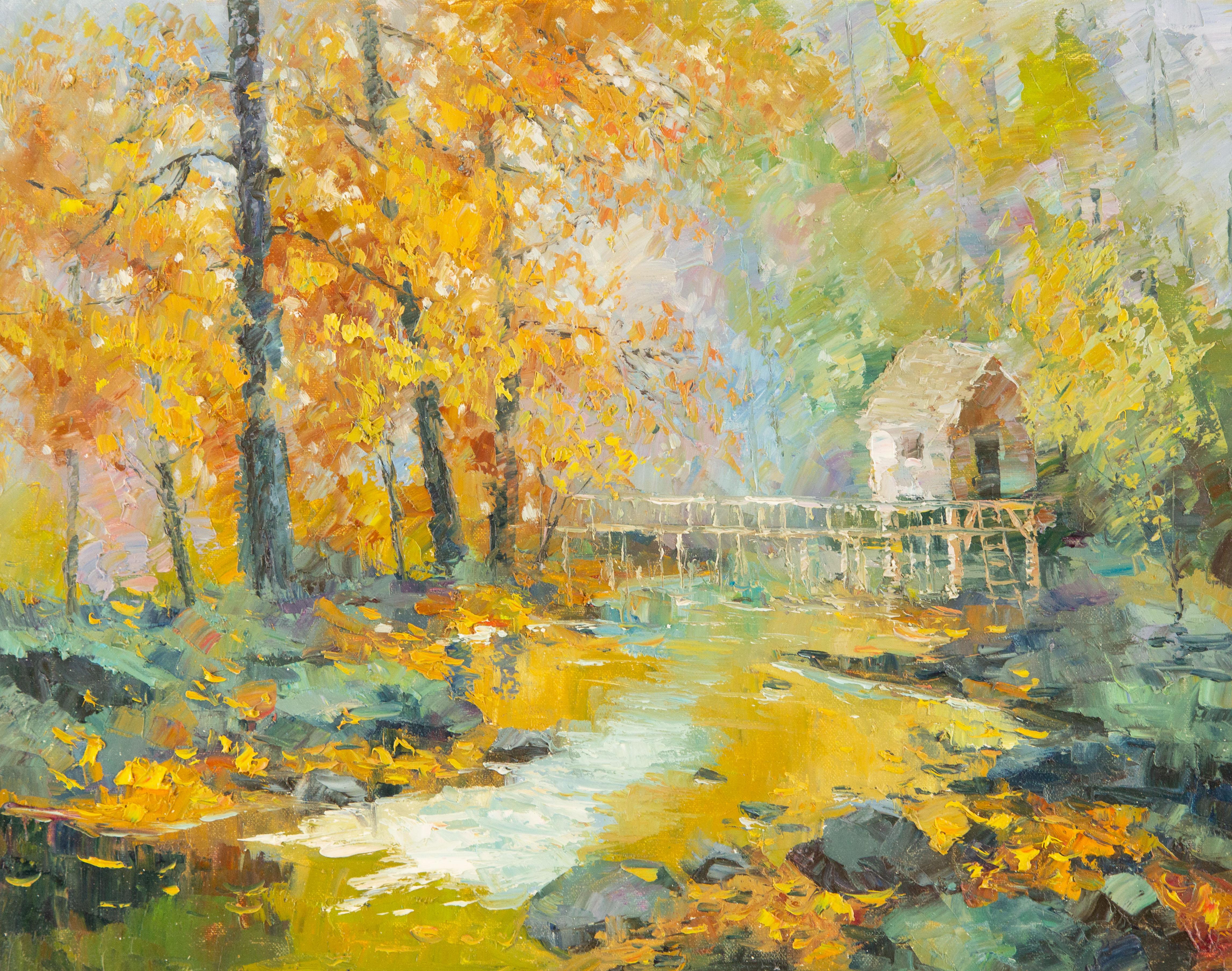 JiWei Chen  Landscape Painting - Jiwei Chen Landscape Original Oil On Canvas "Autumn View"