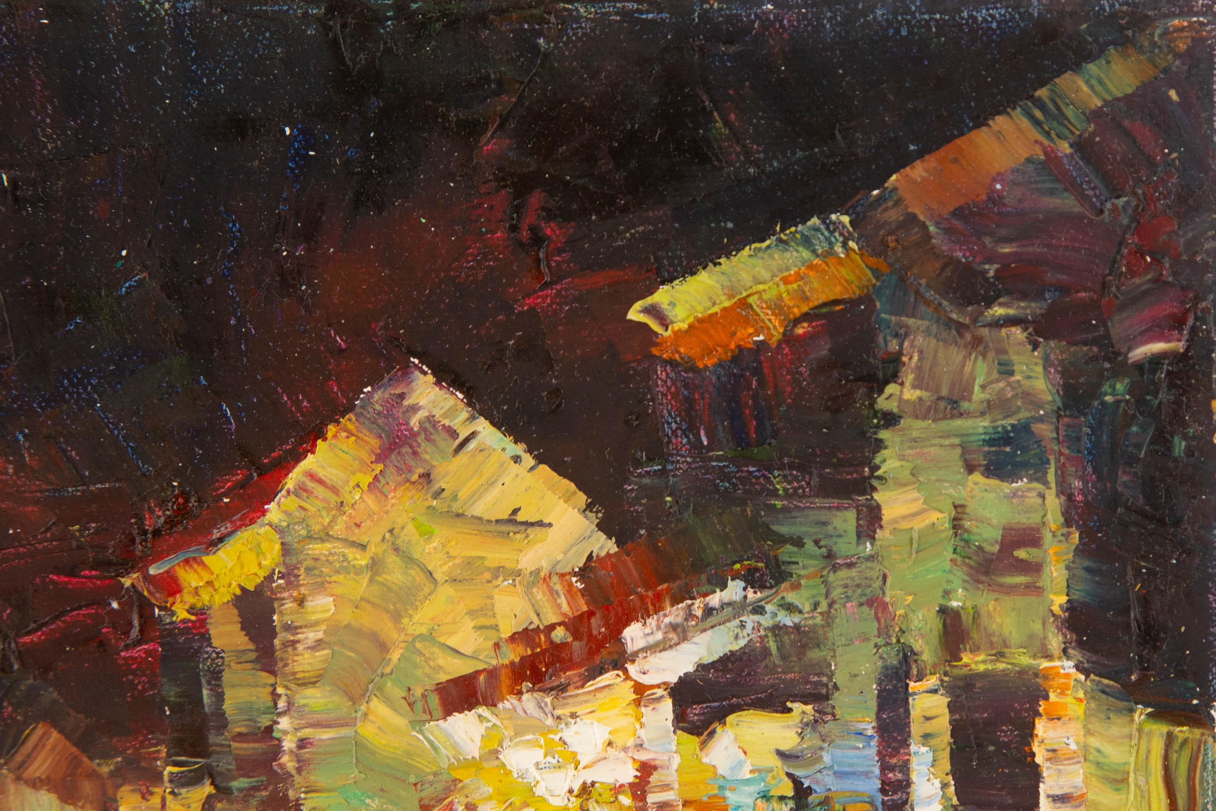 Titel: Nacht in Townes II
 Medium: Öl auf Leinwand
 Größe: 7,5 x 11,5 Zoll
 Rahmen: Einrahmungsmöglichkeiten vorhanden!
 Zustand: Das Gemälde scheint in ausgezeichnetem Zustand zu sein.
 Hinweis: Dieses Gemälde ist nicht aufgespannt und wird