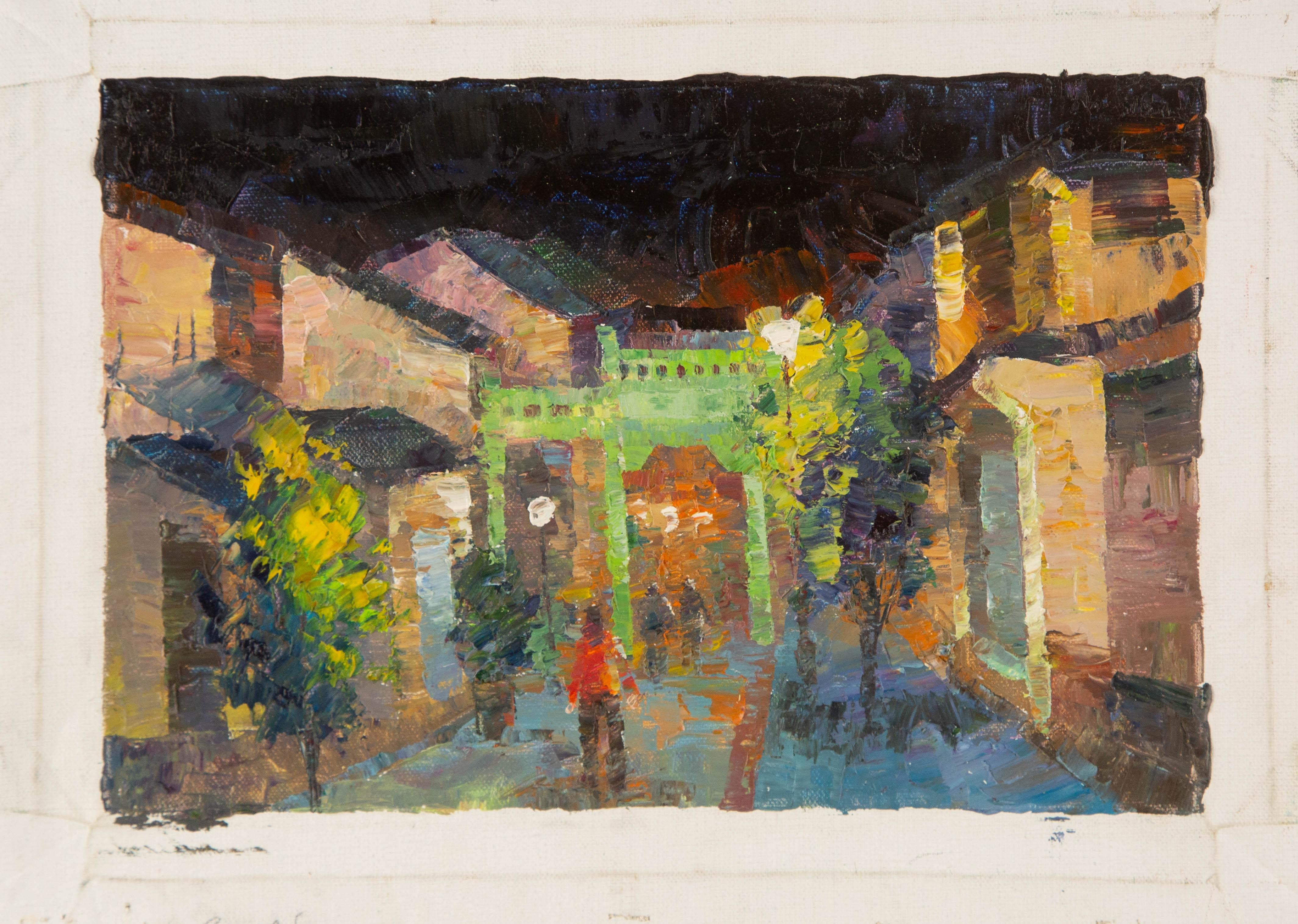 Jiwei Chen Landschaft Original Öl auf Leinwand 