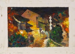 Jiwei Chen Landscape Original Oil On Canvas "Night in Town IV"