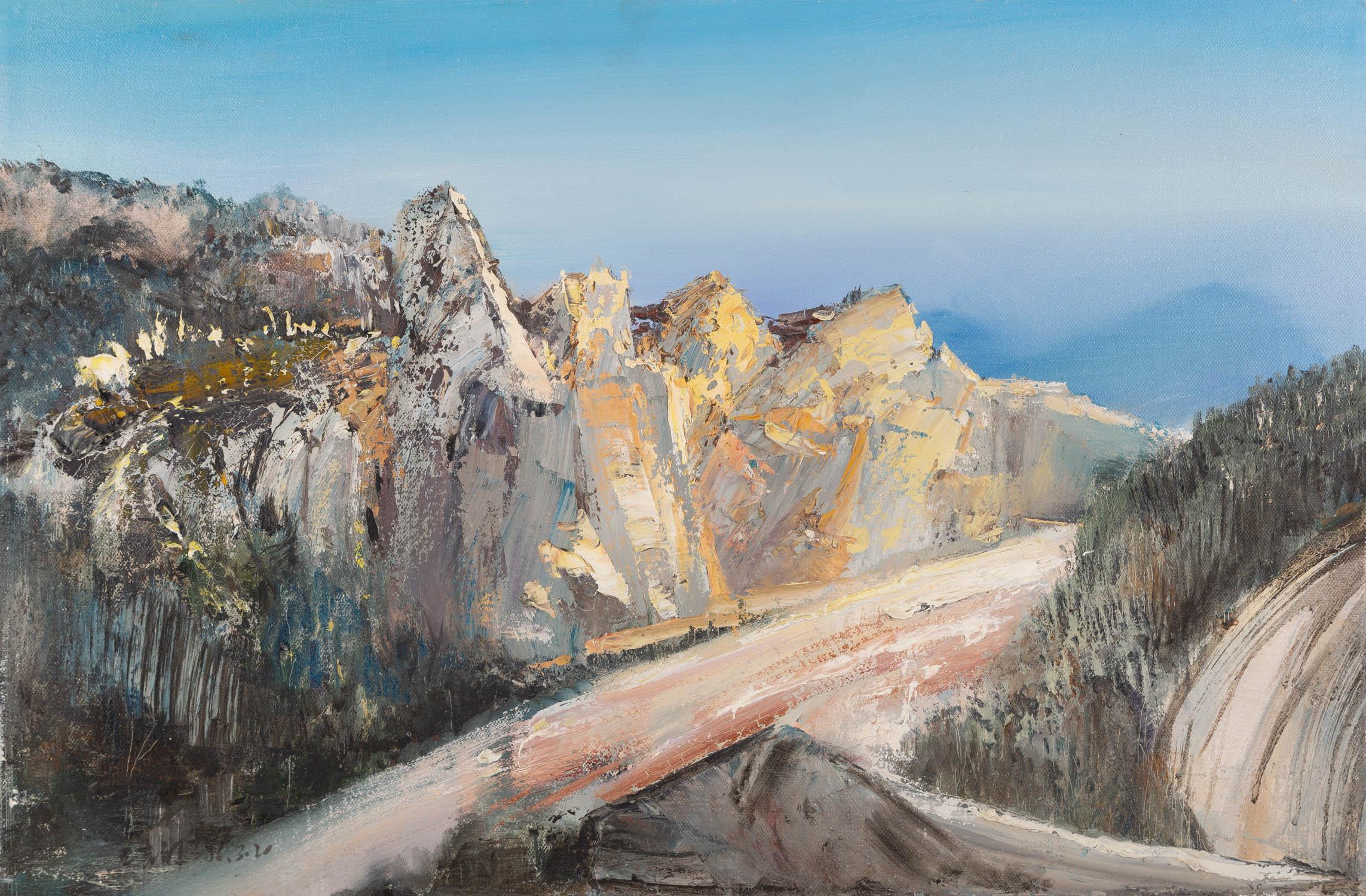 JiXiang Wang Impressionistisches Original Ölgemälde auf Leinwand „Village Entrance“ von JiXiang Wang im Angebot 1
