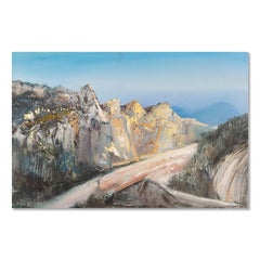 JiXiang Wang Impresionista Óleo original sobre lienzo "Entrada de pueblo"