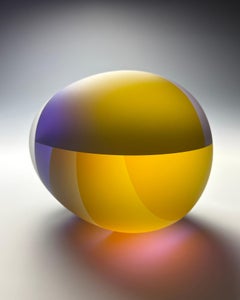 Contemporary Glass Sculpture, Minimalist Design, Optical, Color Laminated Inside