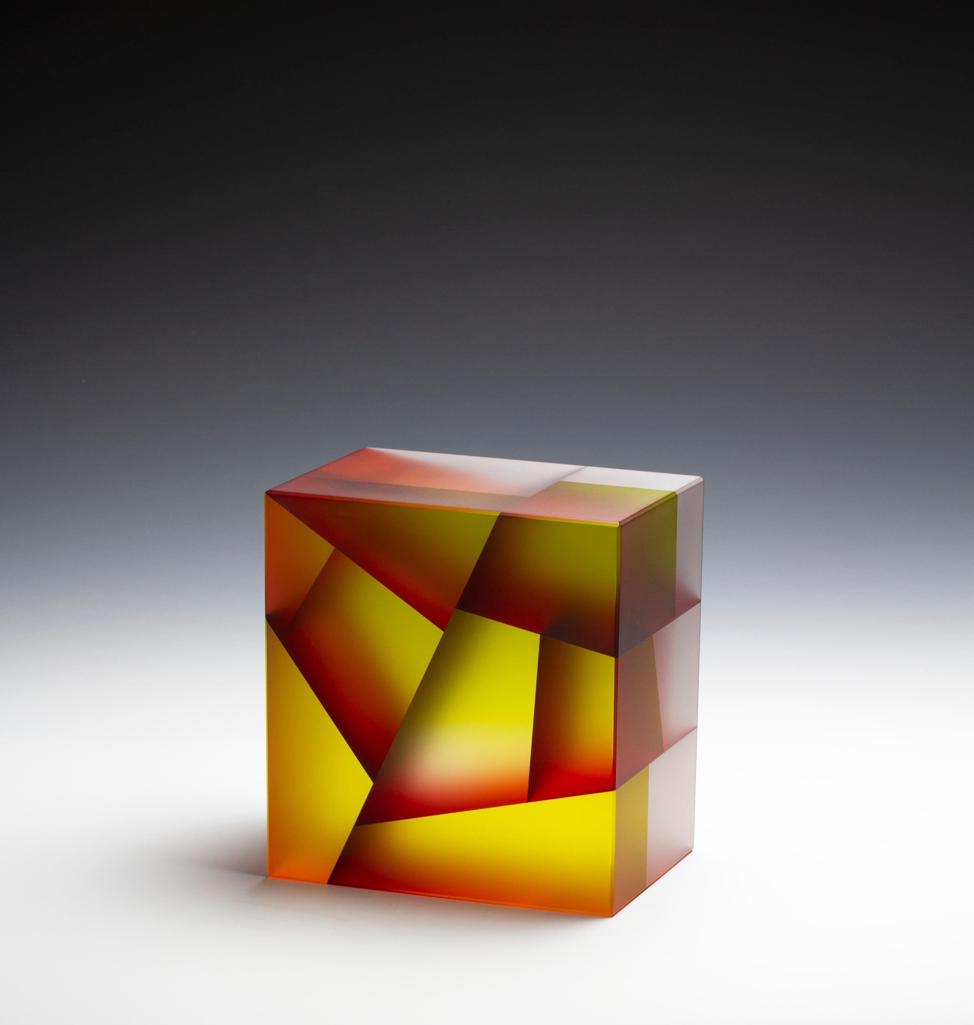 "Foreigner, Red and Yellow", Contemporary, Glass, Sculpture, Laminated, Carved - Art by Jiyong Lee