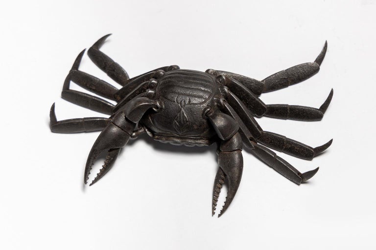 Jizai Okimono, a RussetIron Articulated Figure of a Crab For Sale at