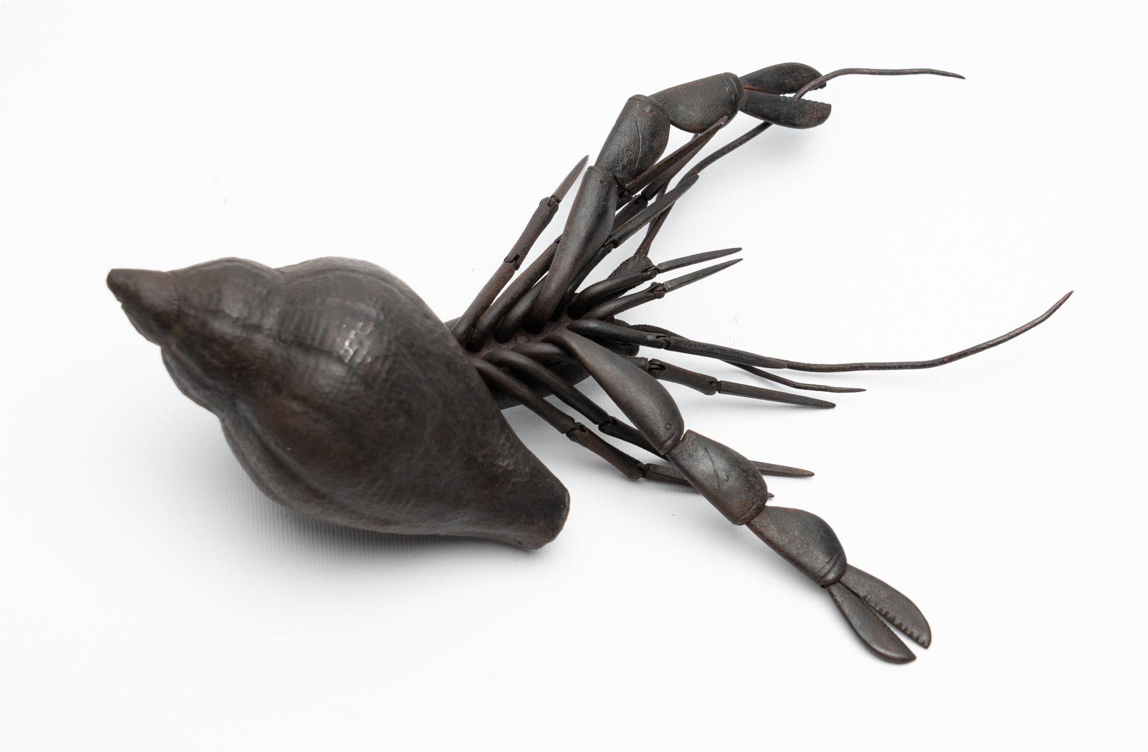 18th Century Jizai Okimono A russet-iron articulated figure of a hermit crab