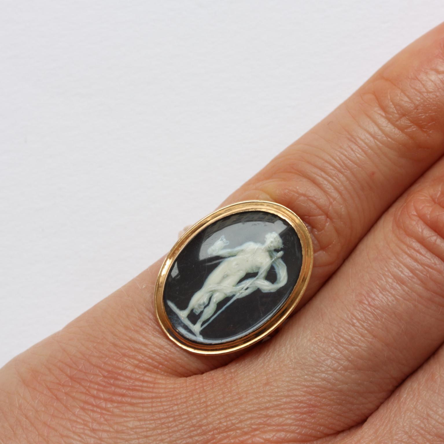 Women's or Men's J.J. De Gault Bacchus Gouache Trompe L'oeil Ring For Sale