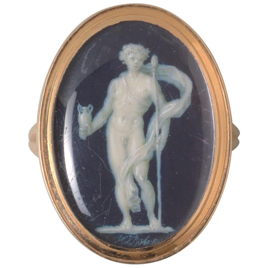 J.J. De Gault Bacchus Gouache Trompe L'oeil Ring For Sale