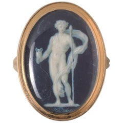 Antique J.J. De Gault Bacchus Gouache Trompe L'oeil Ring