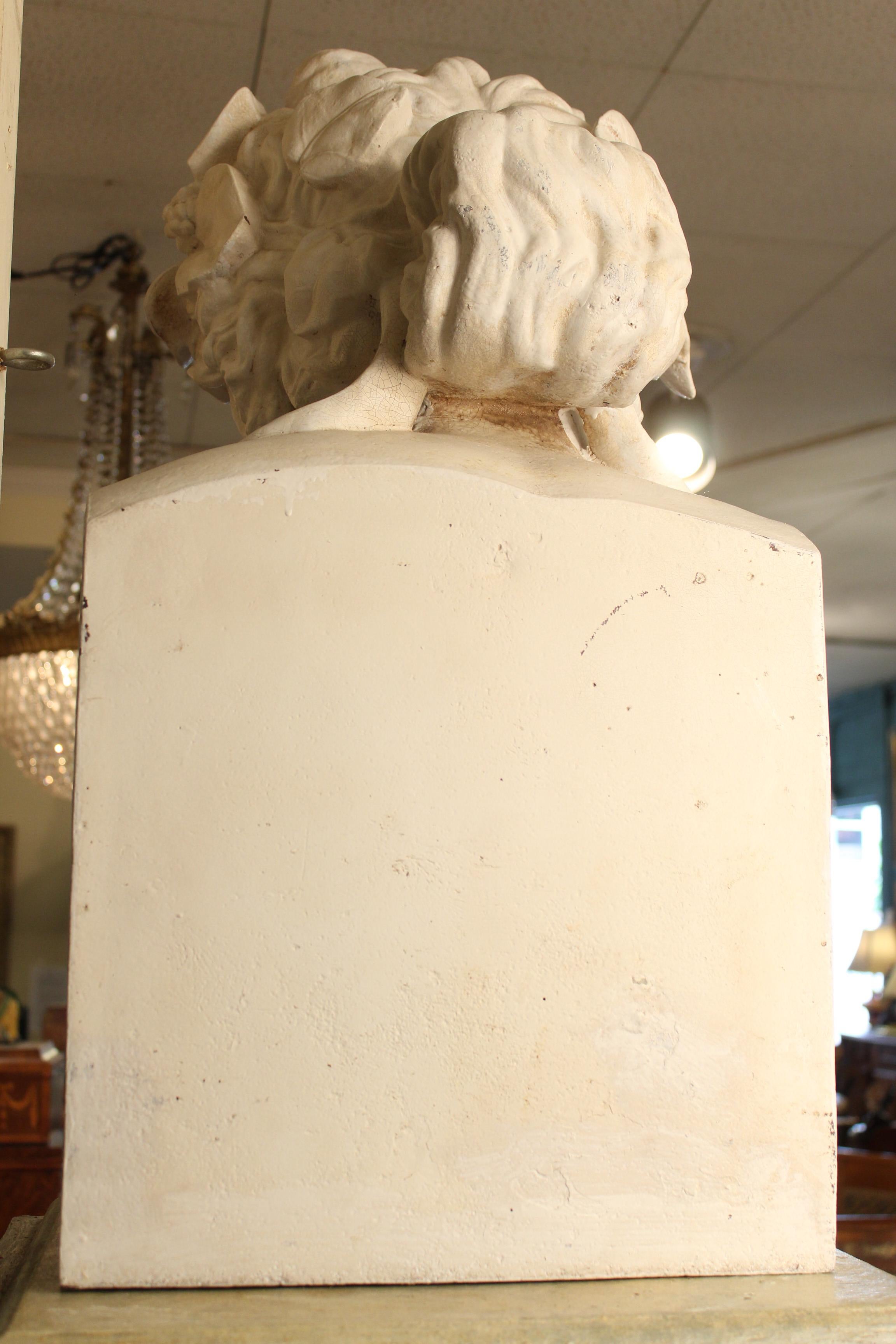 J.J. Ducel painted cast iron Bust and faux marble Pedestal 3
