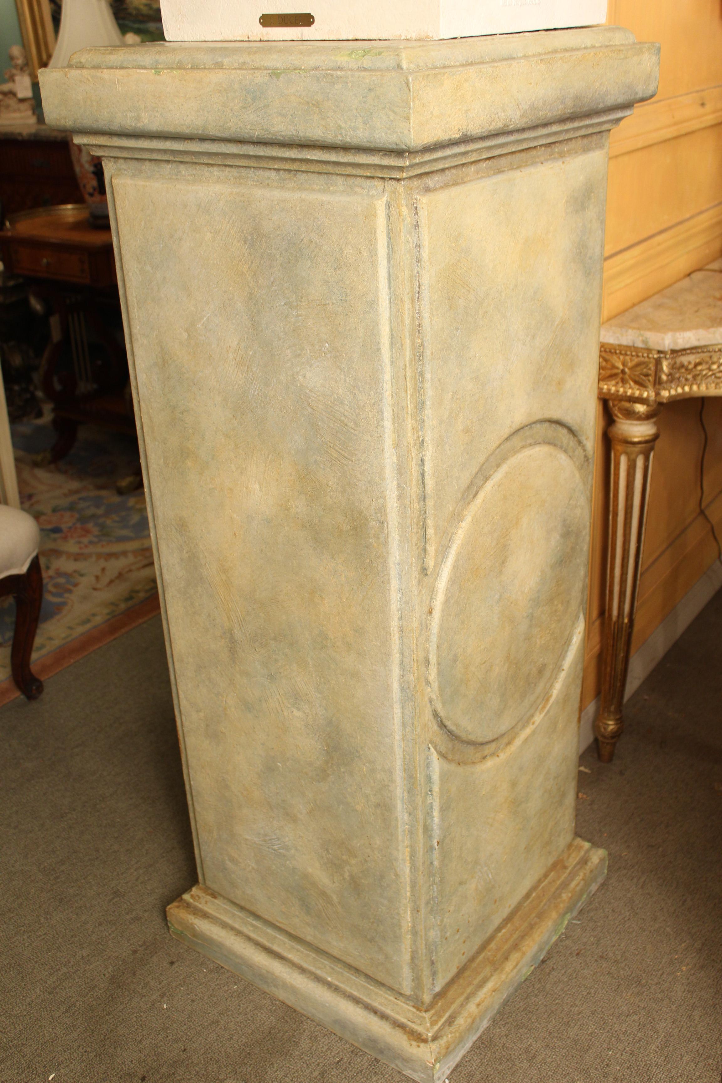J.J. Ducel painted cast iron Bust and faux marble Pedestal 6