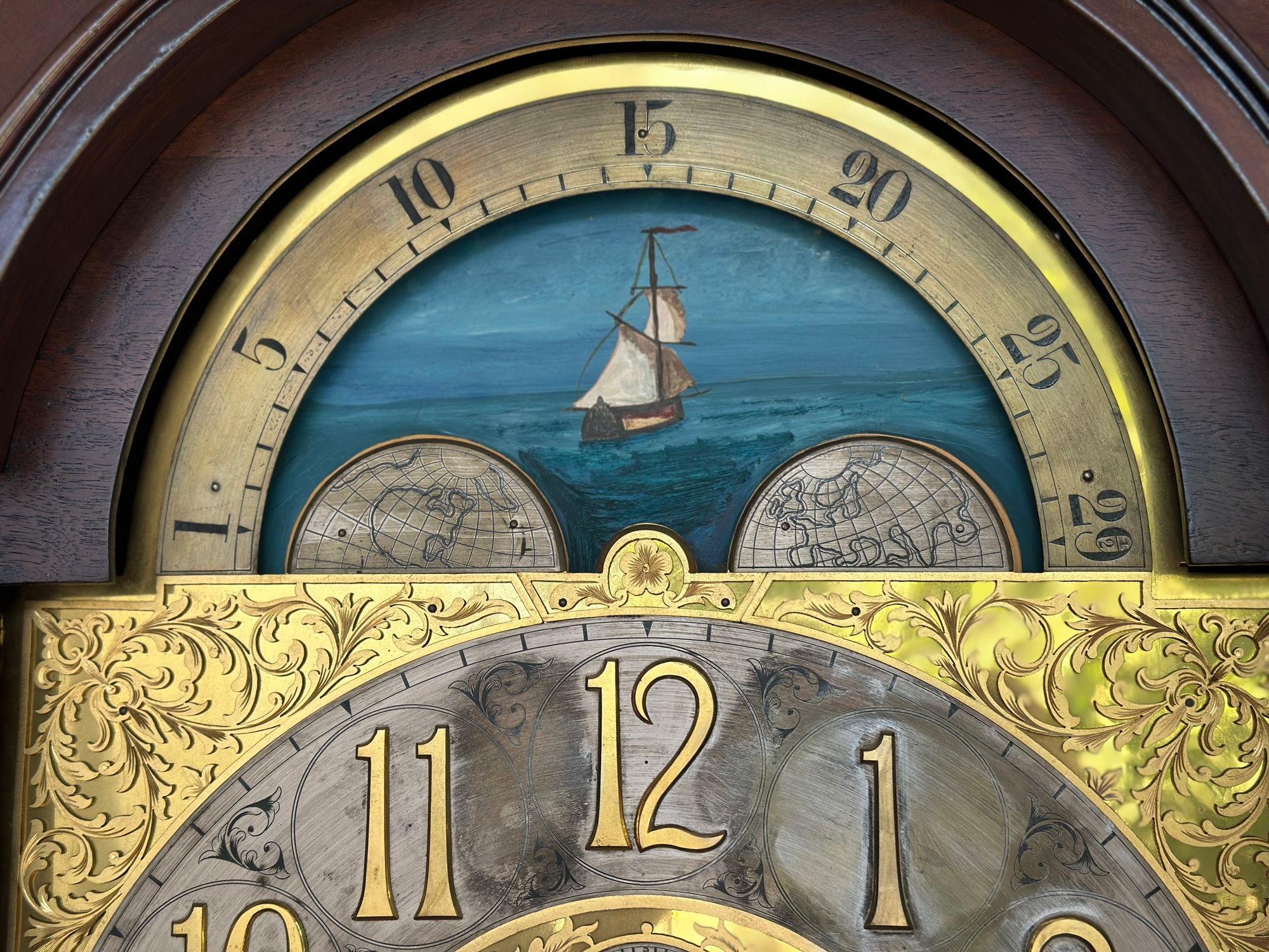 Silver J.J. Elliot Mahogany Grandfather Clock for Tiffany & Co. (c. 1915) For Sale