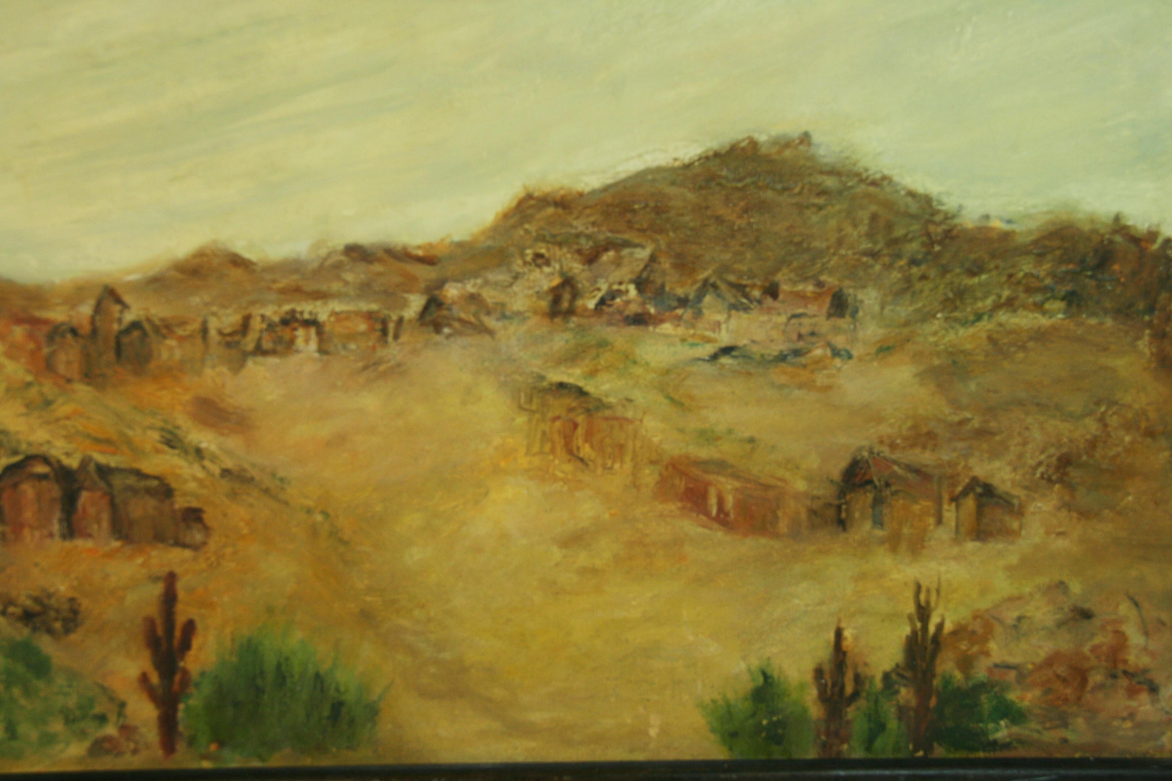 6021 Antique oil of an abandoned Arizona mining town
Framed Signed verso
Image size 17.5x23.5
