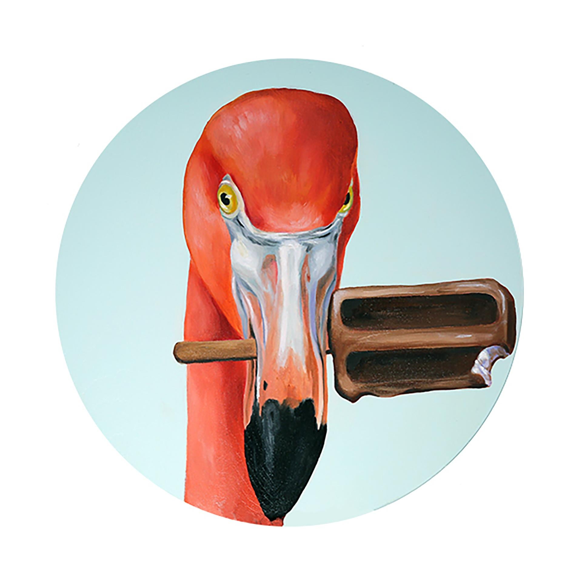 JJ  Galloway Animal Painting - Flamingo and his Chocolate Pop